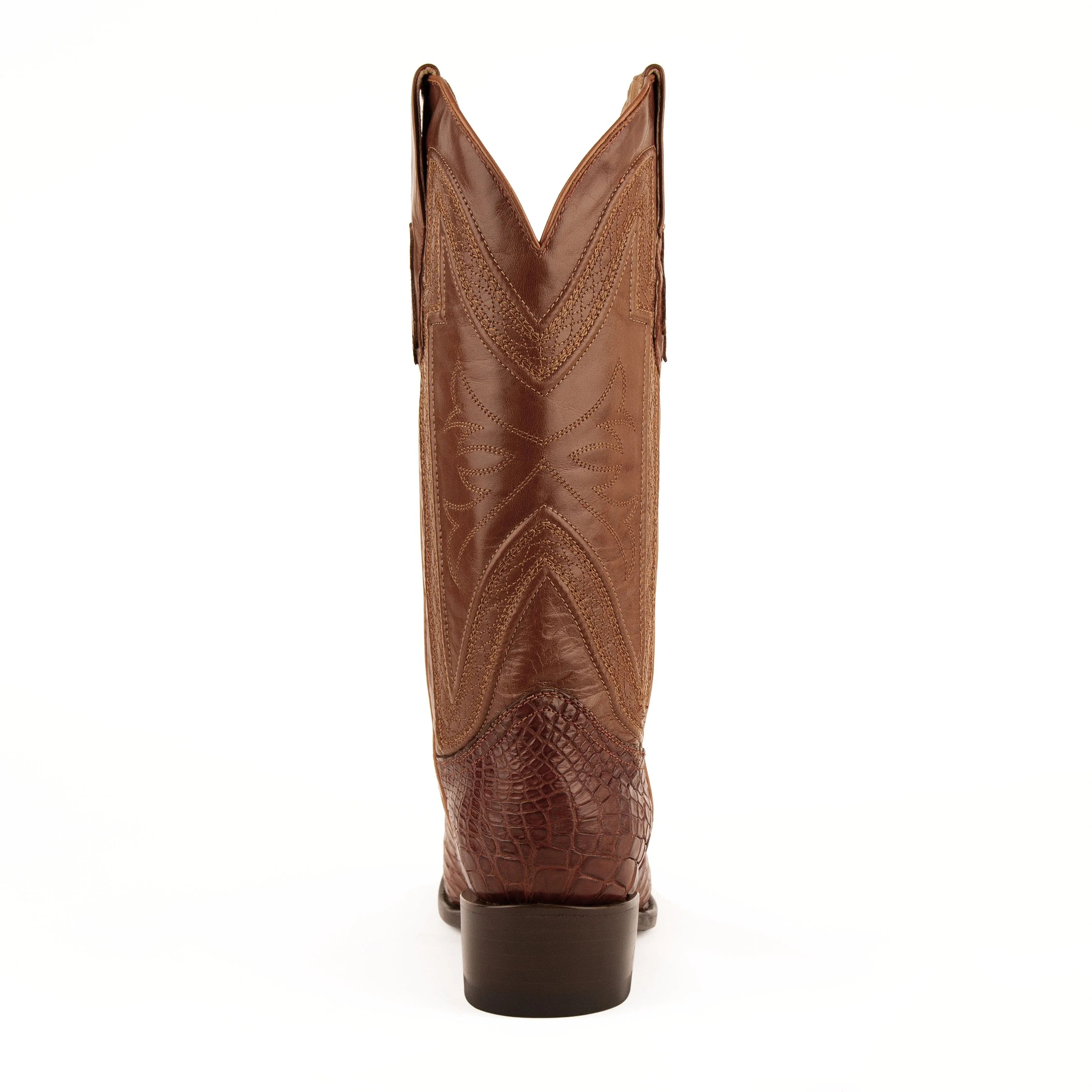 Mens Ferrini Alligator Belly Narrow Square Toe Cowboy Boot in Cognac - Image 5