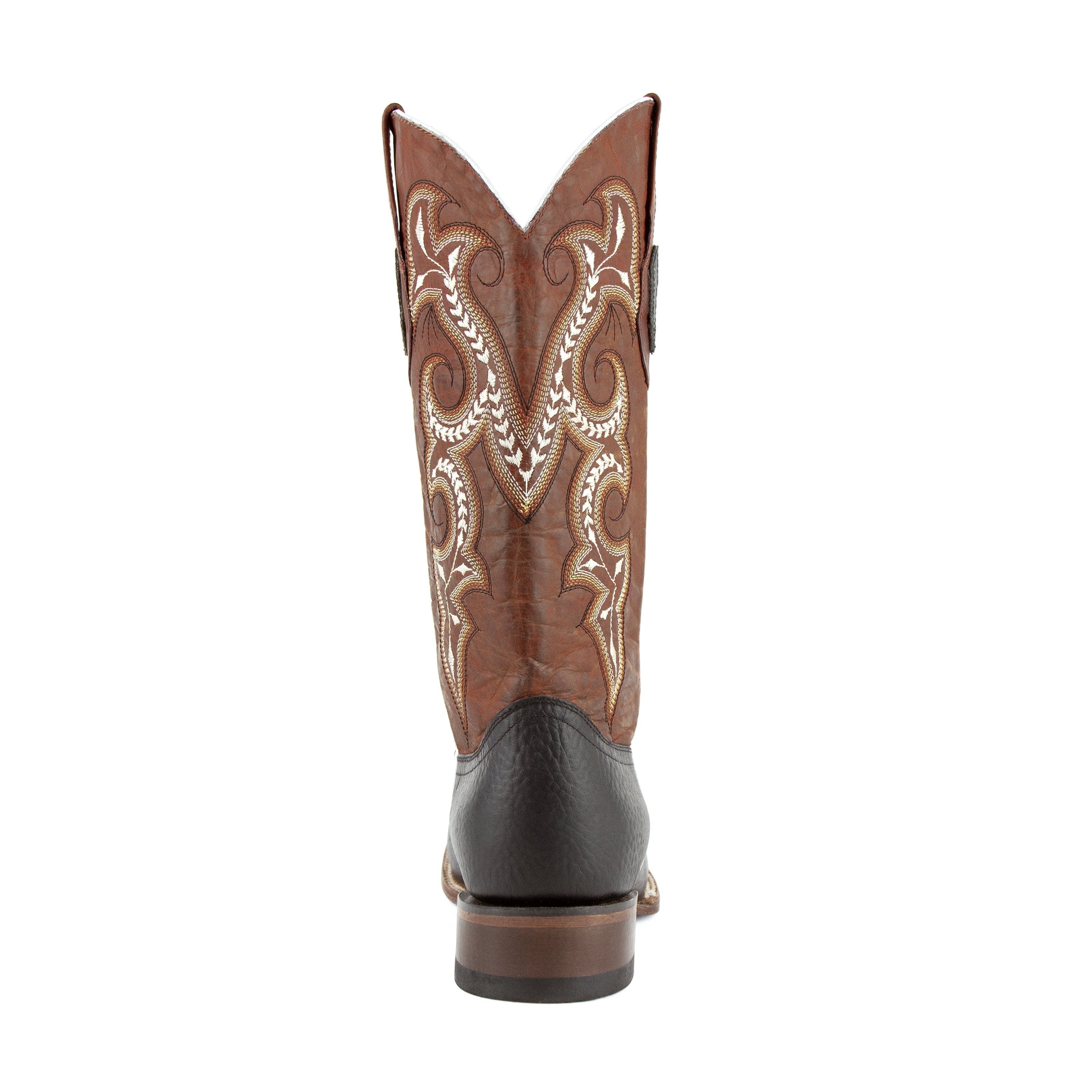 Mens Ferrini Distressed Leather Cowboy Boot in Black & Rust - Image 5