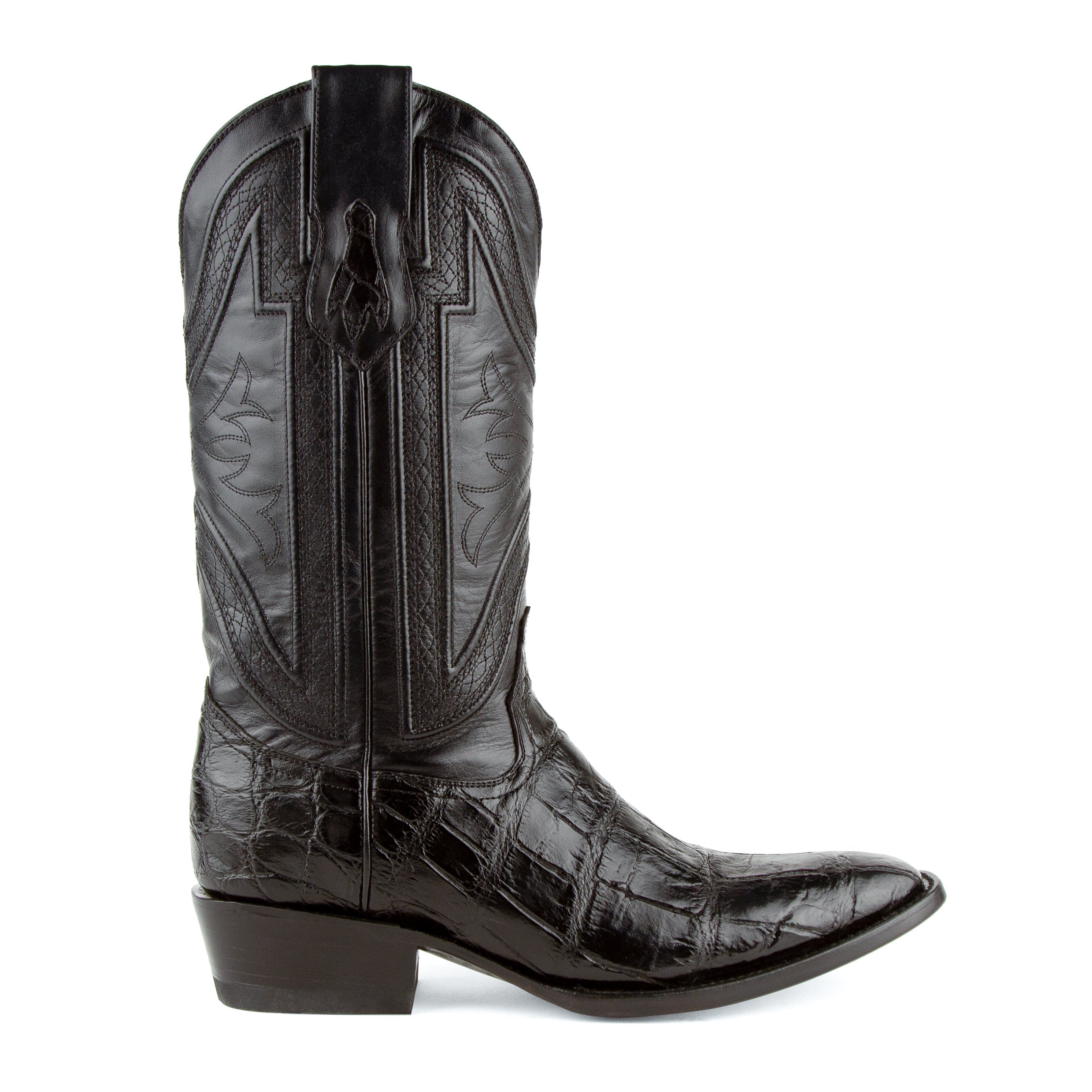 Mens Ferrini French Toe Alligator Belly Cowboy Boot in Black - Image 3