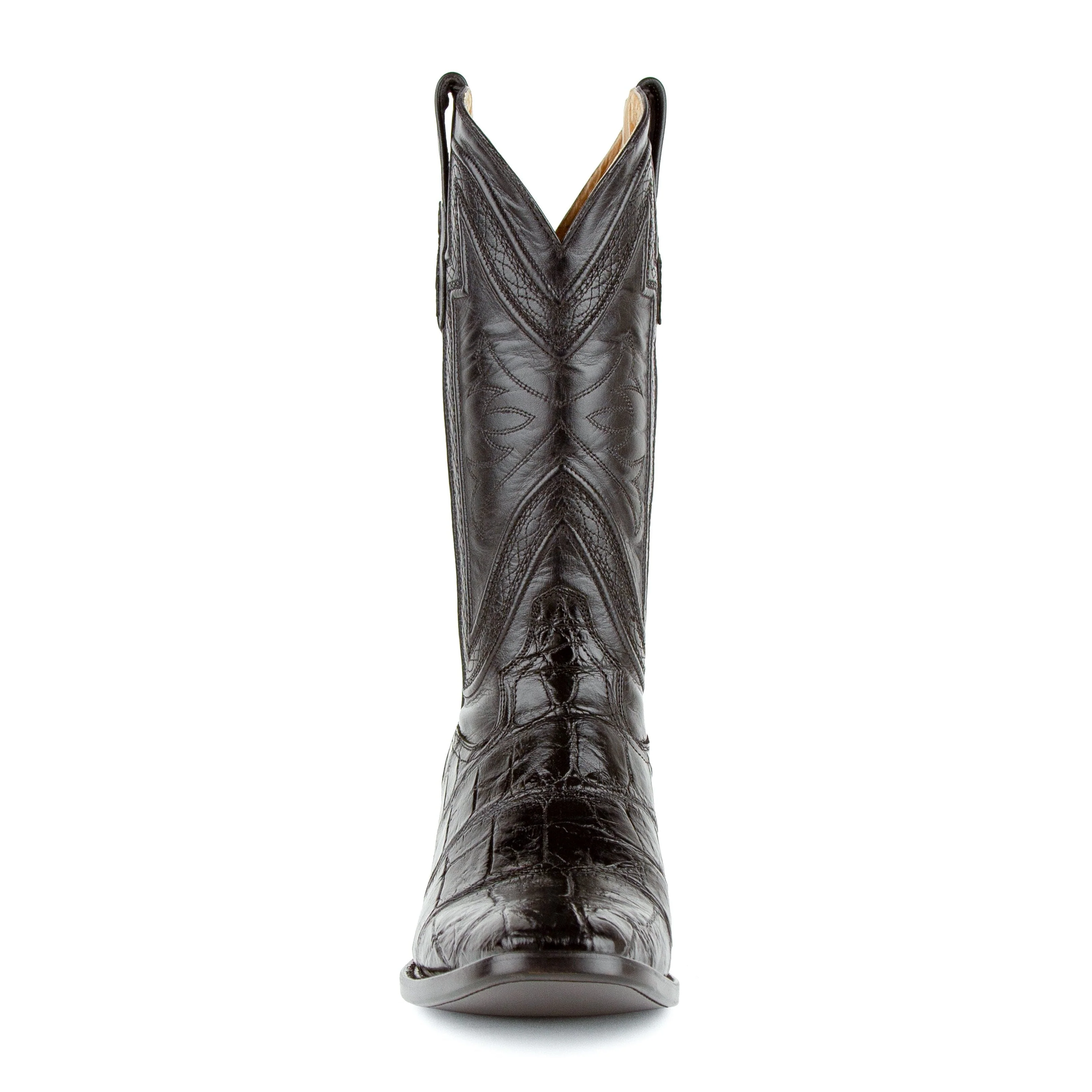 Mens Ferrini French Toe Alligator Belly Cowboy Boot in Black - Image 4