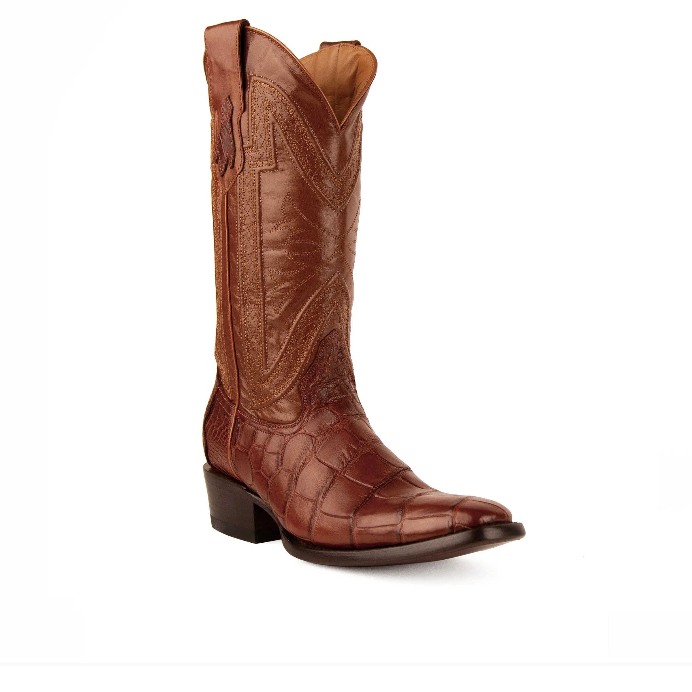 Mens Ferrini French Toe Alligator Belly Cowboy Boot in Black - Image 8