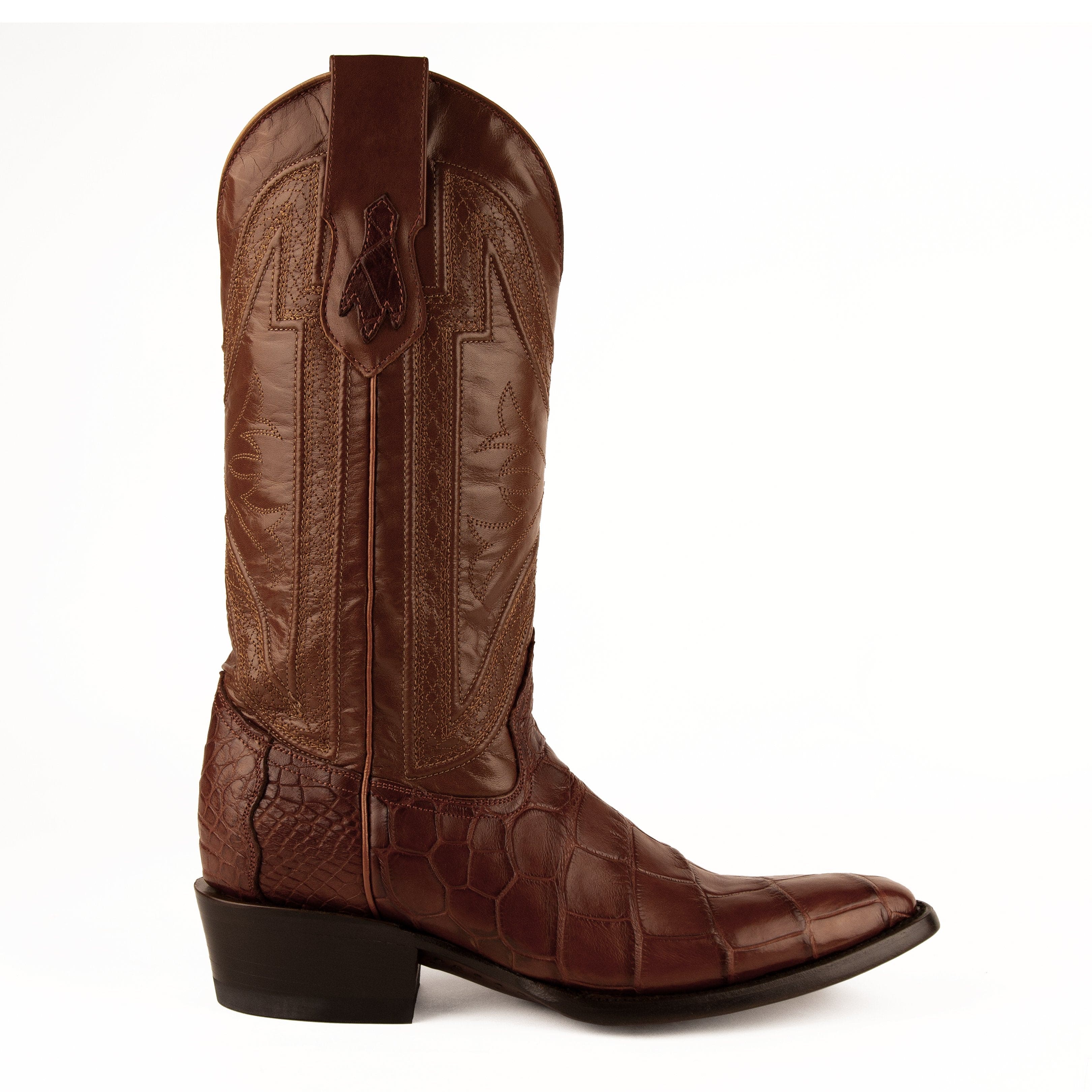 Mens Ferrini French Toe Alligator Belly Cowboy Boot in Cognac - Image 3