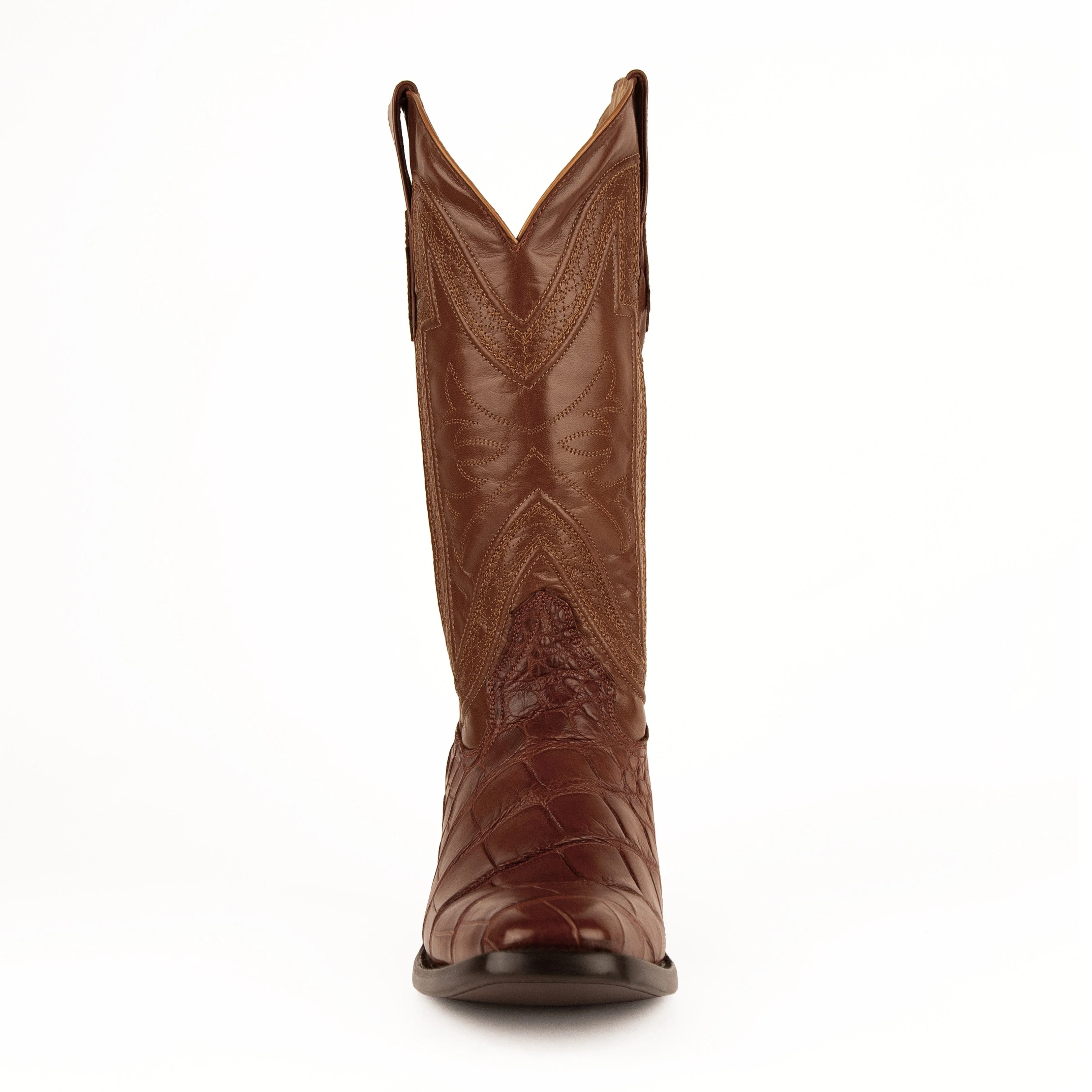 Mens Ferrini French Toe Alligator Belly Cowboy Boot in Cognac - Image 4