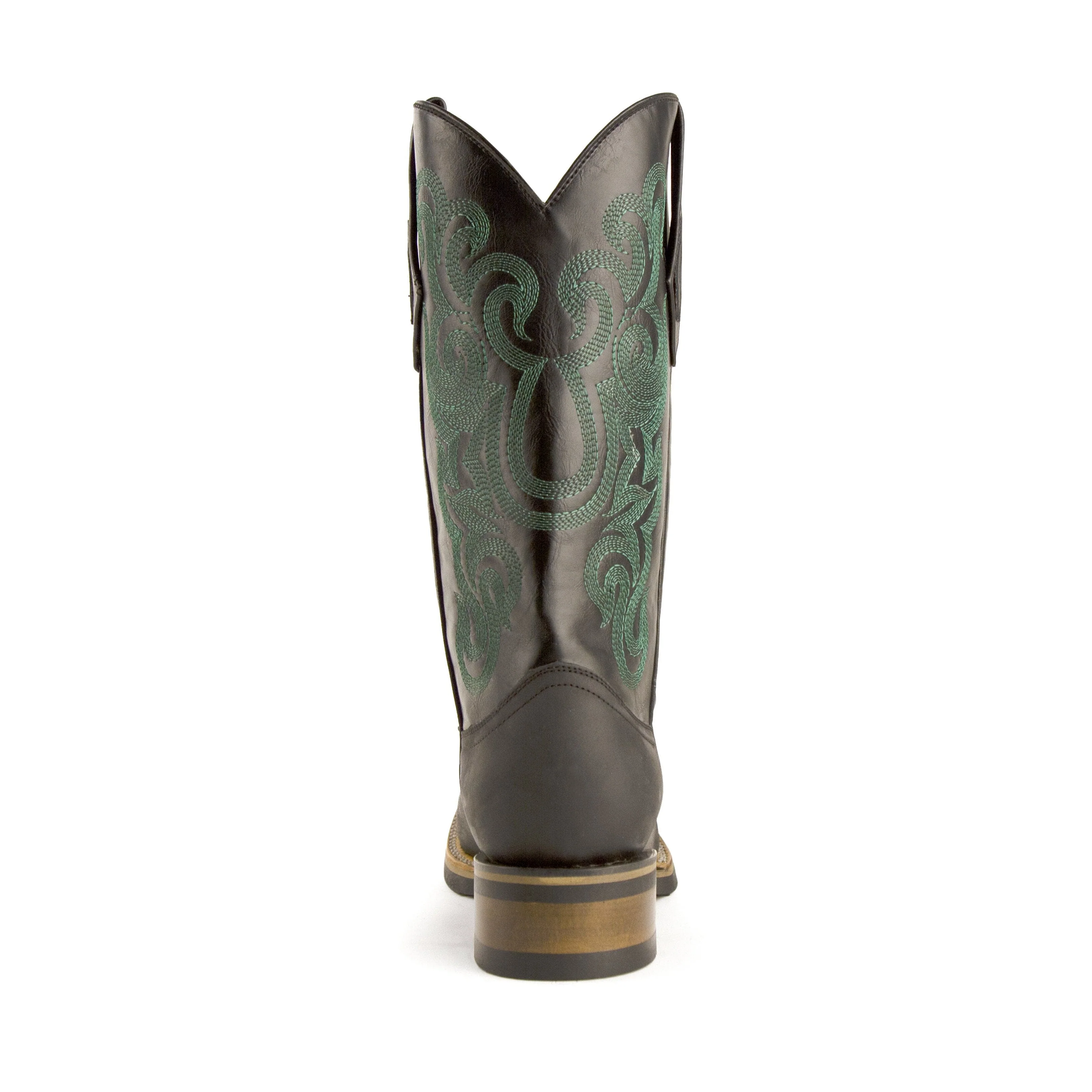 Mens Ferrini Maverick Square Toe Leather Cowboy Boot in Black & Mint - Image 5