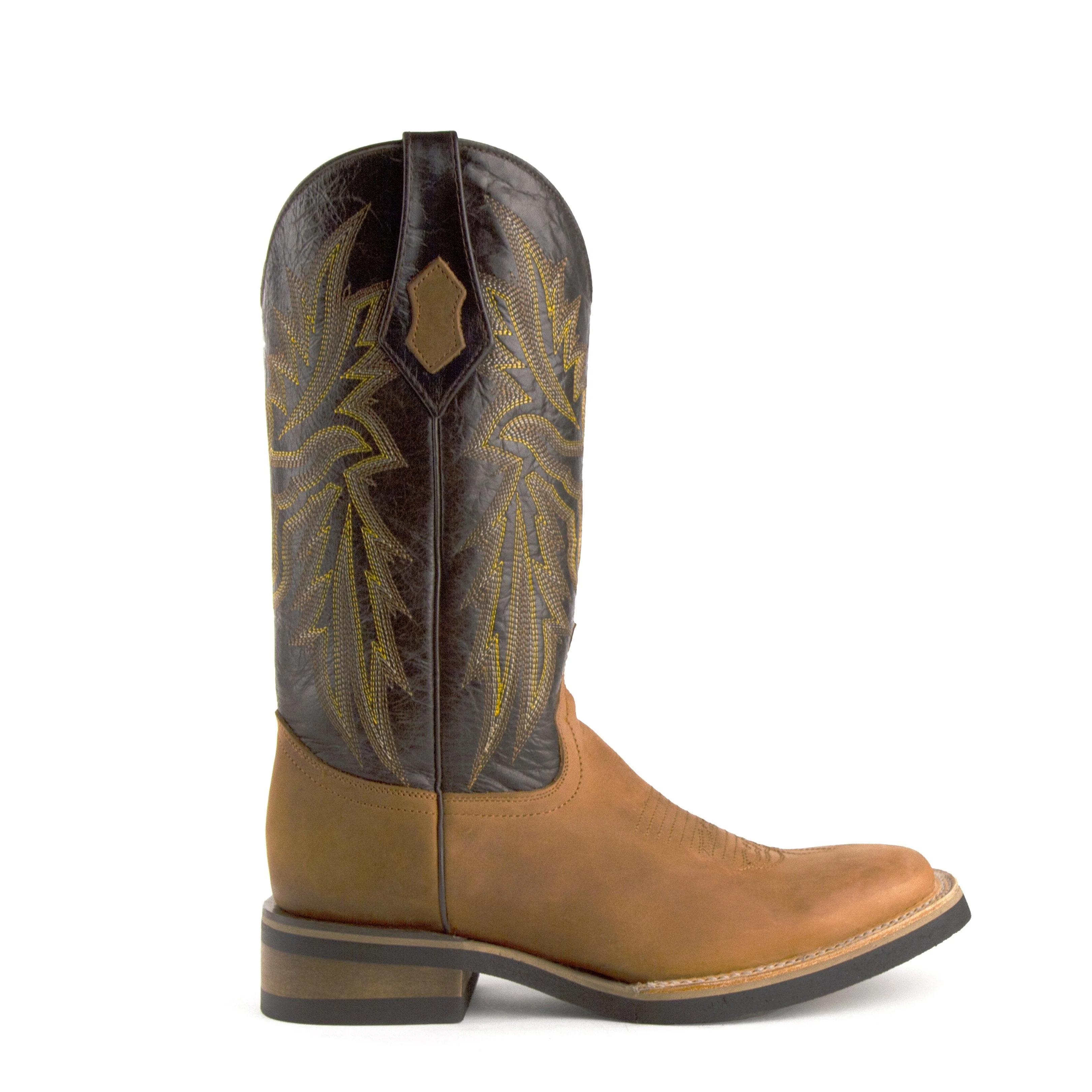 Mens Ferrini Maverick Square Toe Leather Cowboy Boot in Brown - Image 3