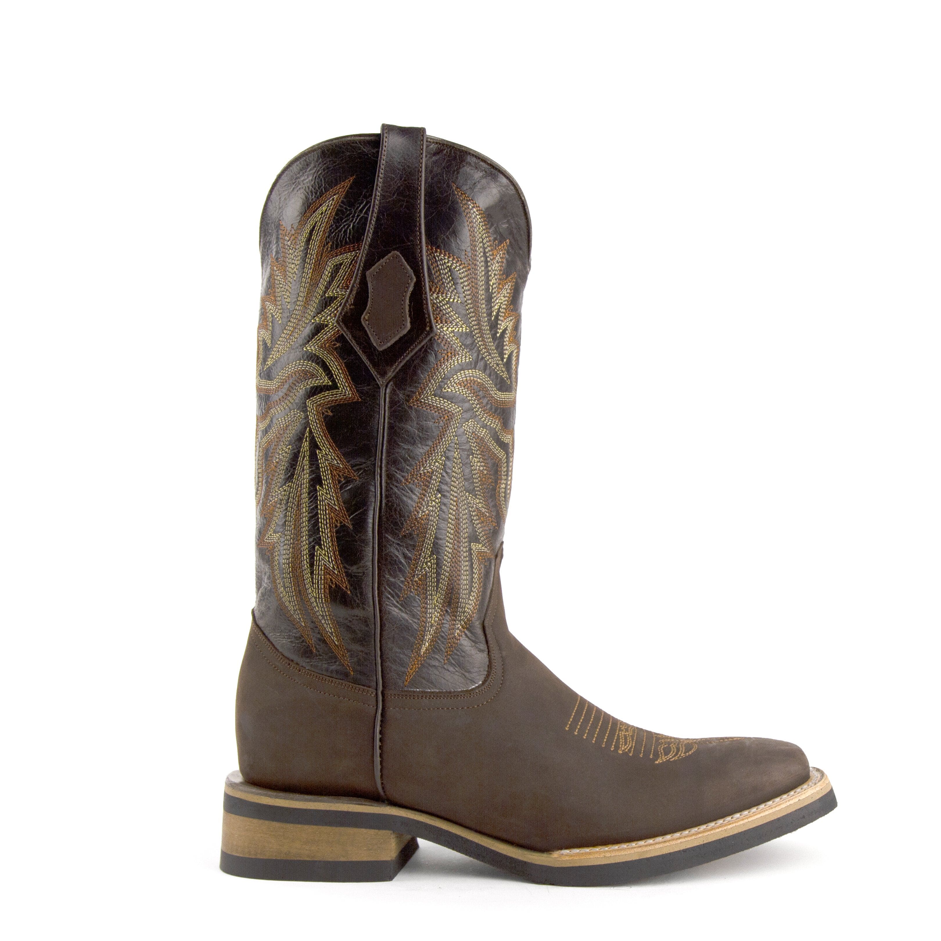 Mens Ferrini Maverick Square Toe Leather Cowboy Boot in Chocolate - Image 3
