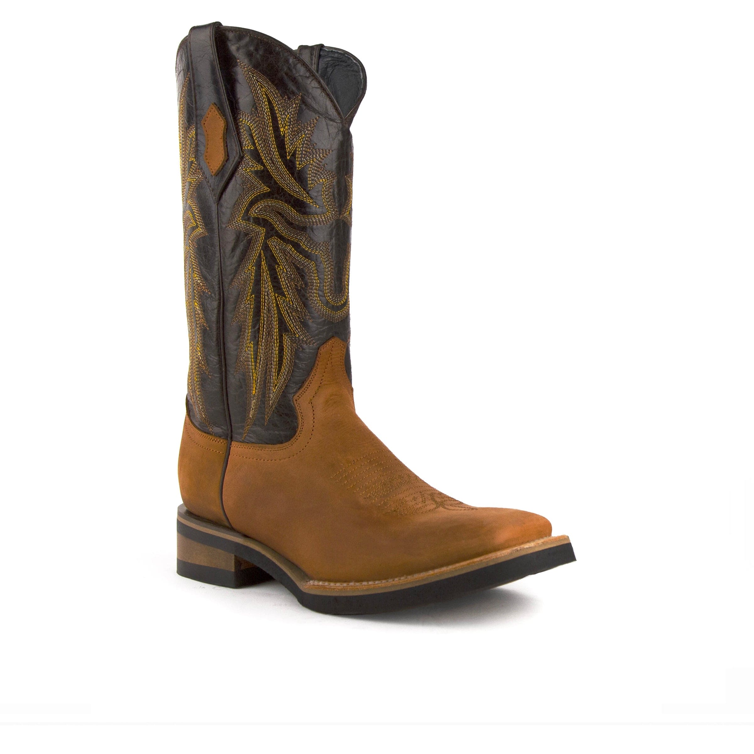 Mens Ferrini Maverick Square Toe Leather Cowboy Boot in Chocolate - Image 8