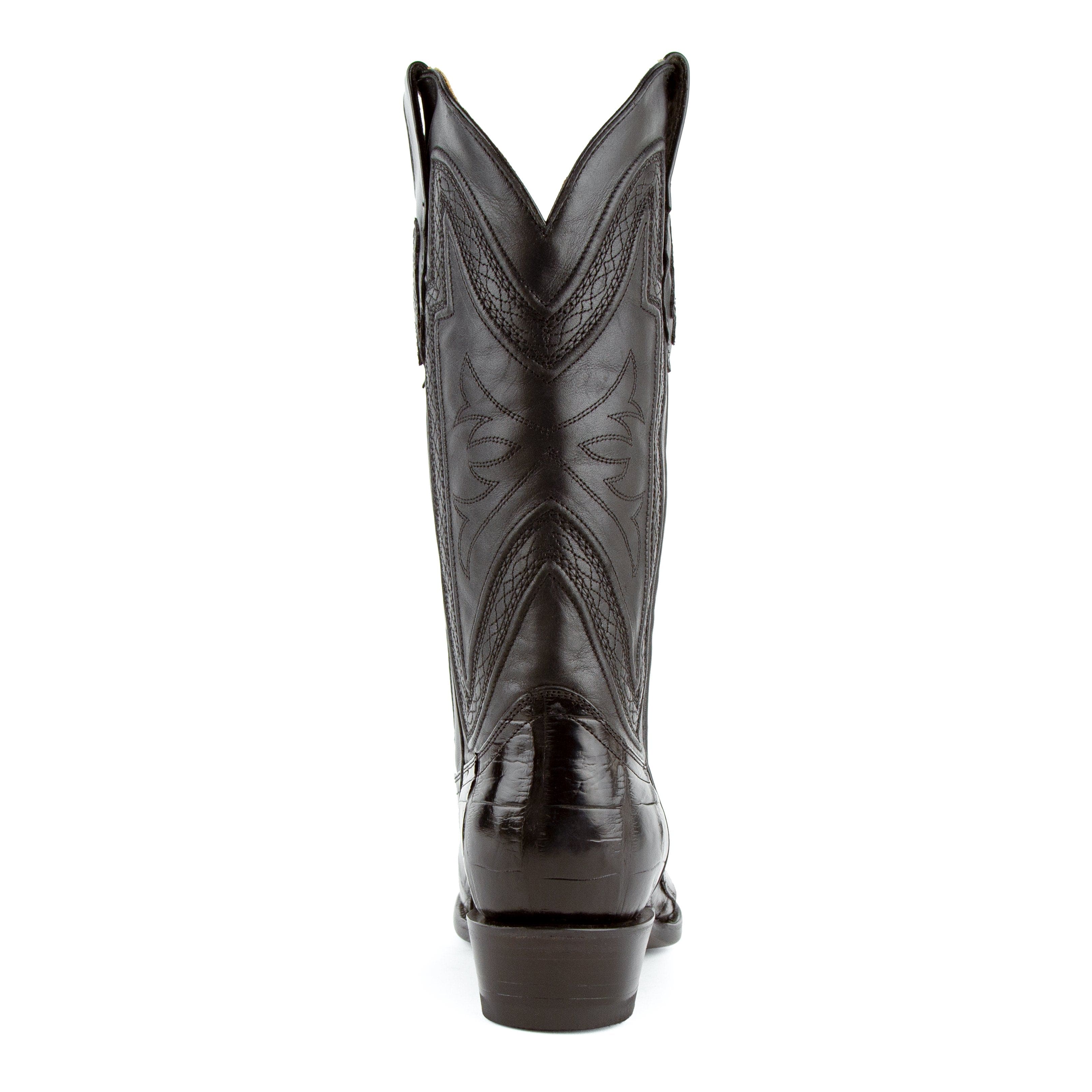 Mens Ferrini Medium Round Toe Alligator Belly Cowboy Boot in Black - Image 5