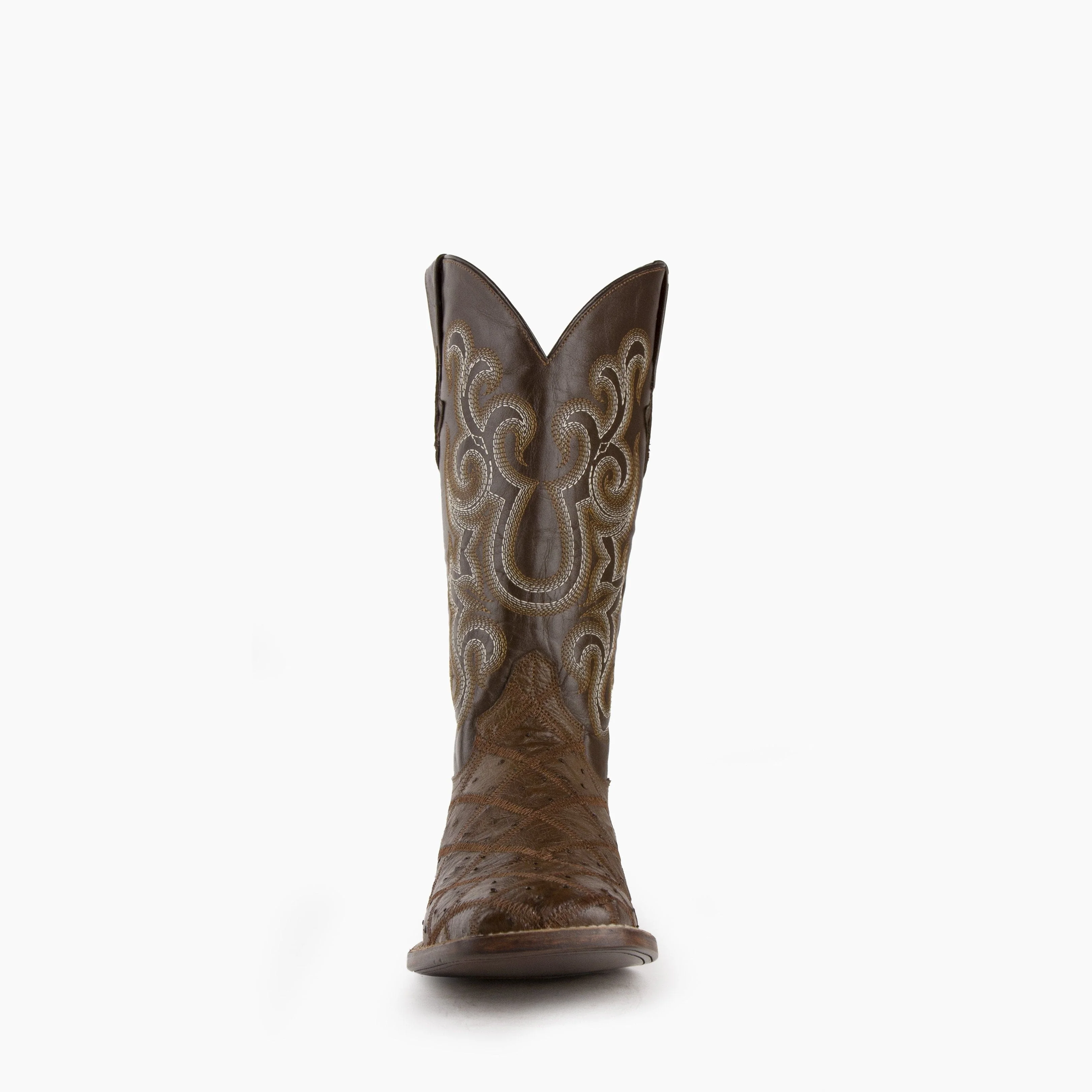 Mens Ferrini Ostrich Quill Patchwork Cowboy Boot in Kango Tabac - Image 4