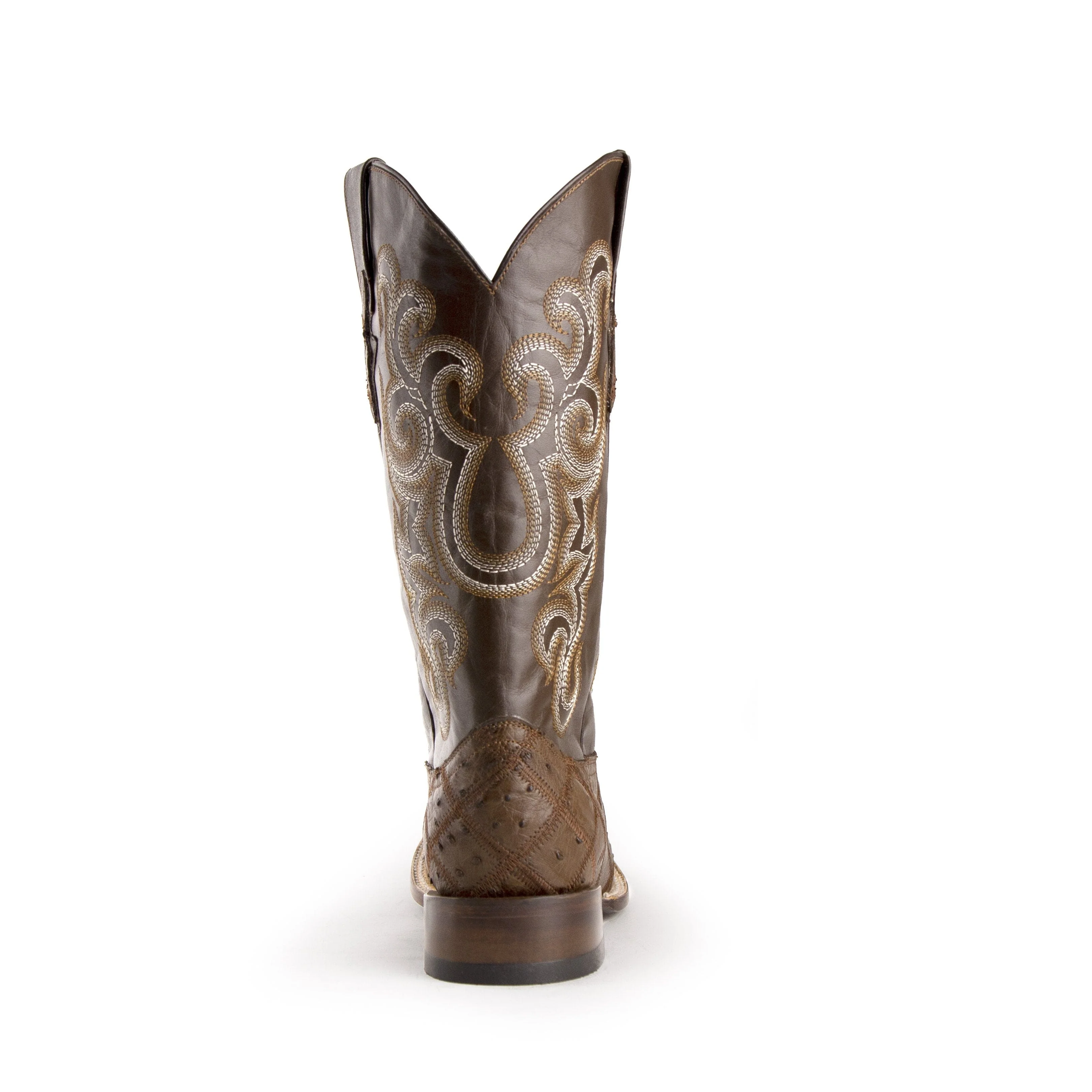 Mens Ferrini Ostrich Quill Patchwork Cowboy Boot in Kango Tabac - Image 5