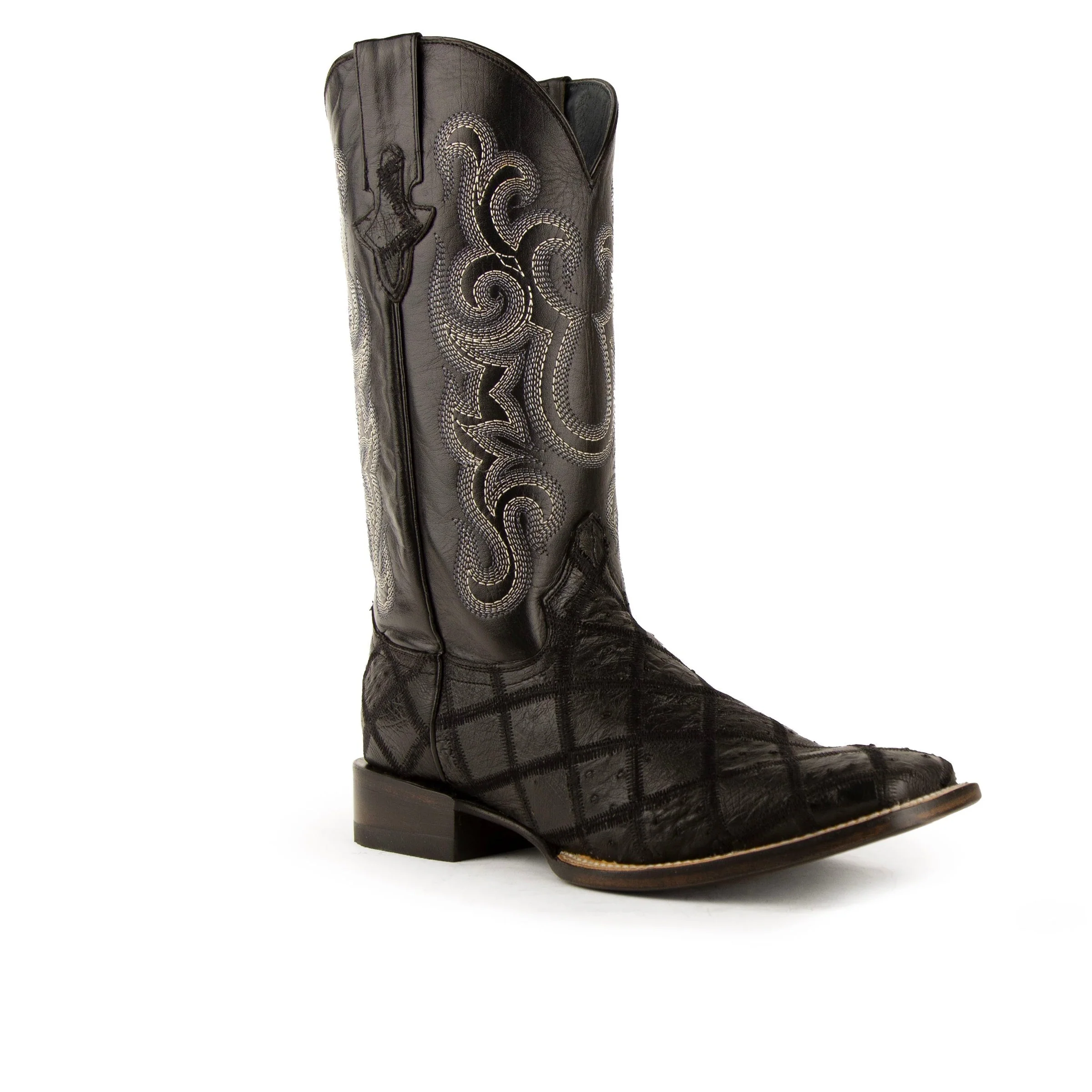 Mens Ferrini Ostrich Quill Patchwork Cowboy Boot in Kango Tabac - Image 7