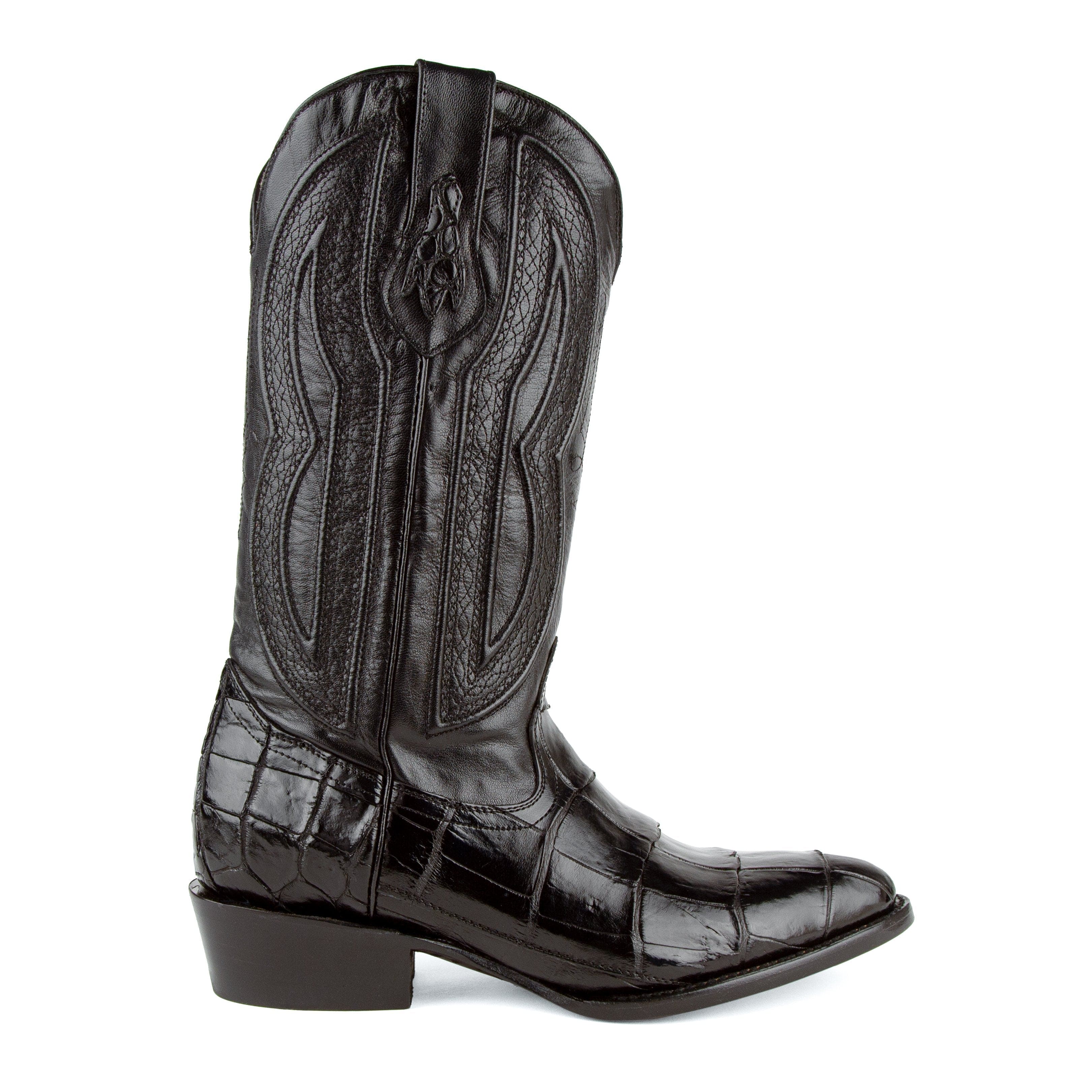 Mens Ferrini R-Toe Alligator Belly Cowboy Boot in Black - Image 3