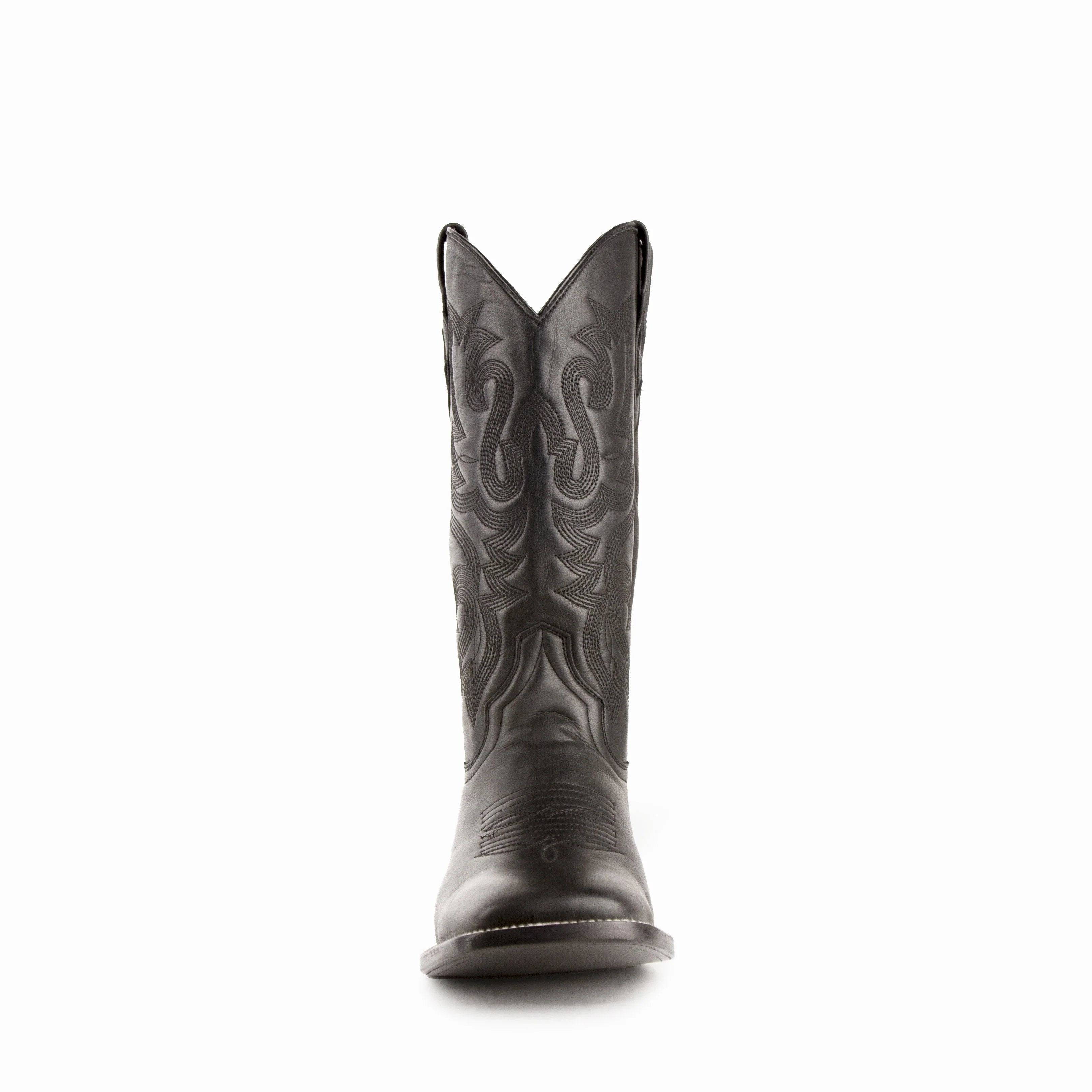 Mens Ferrini Square Toe Leather Cowboy Boot in Black - Image 4