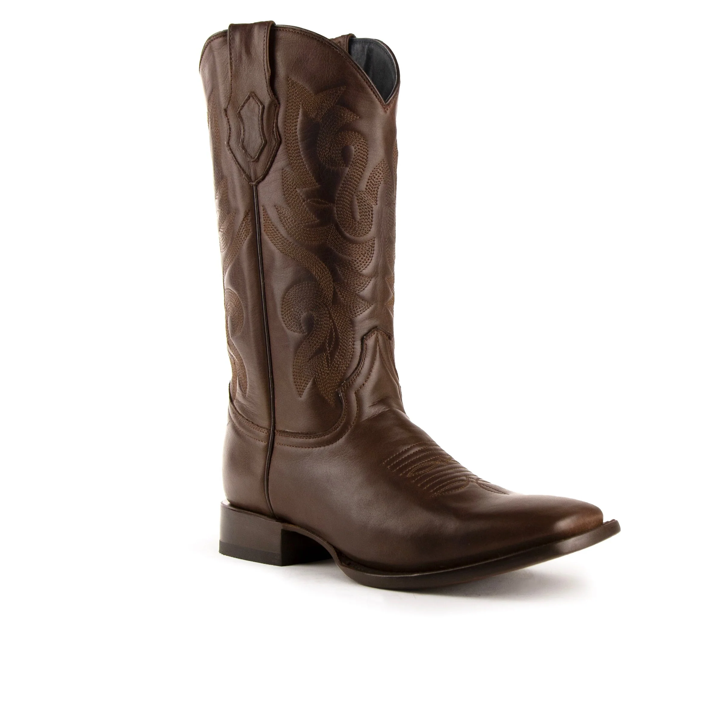 Mens Ferrini Square Toe Leather Cowboy Boot in Black - Image 7