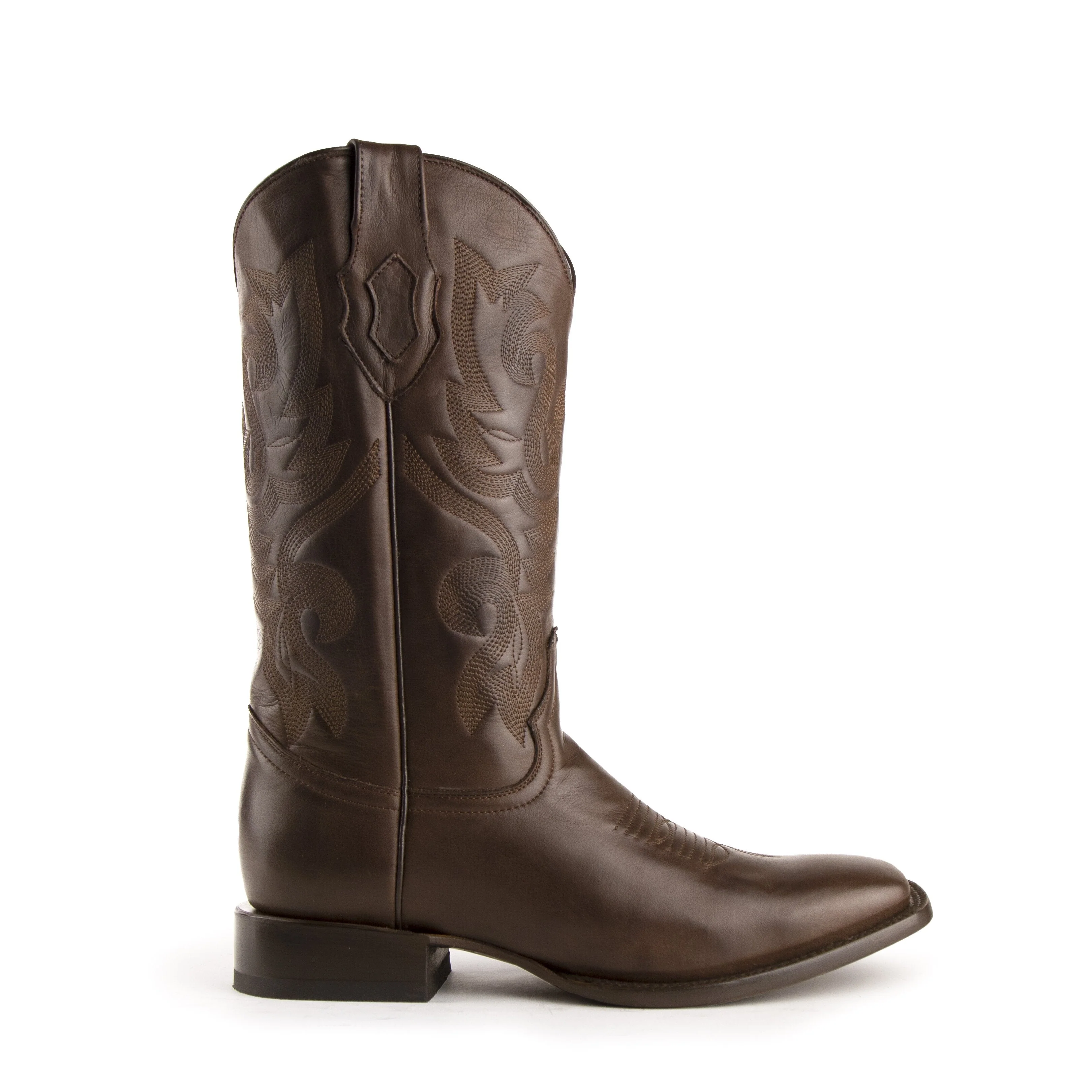 Mens Ferrini Square Toe Leather Cowboy Boot in Brown - Image 3