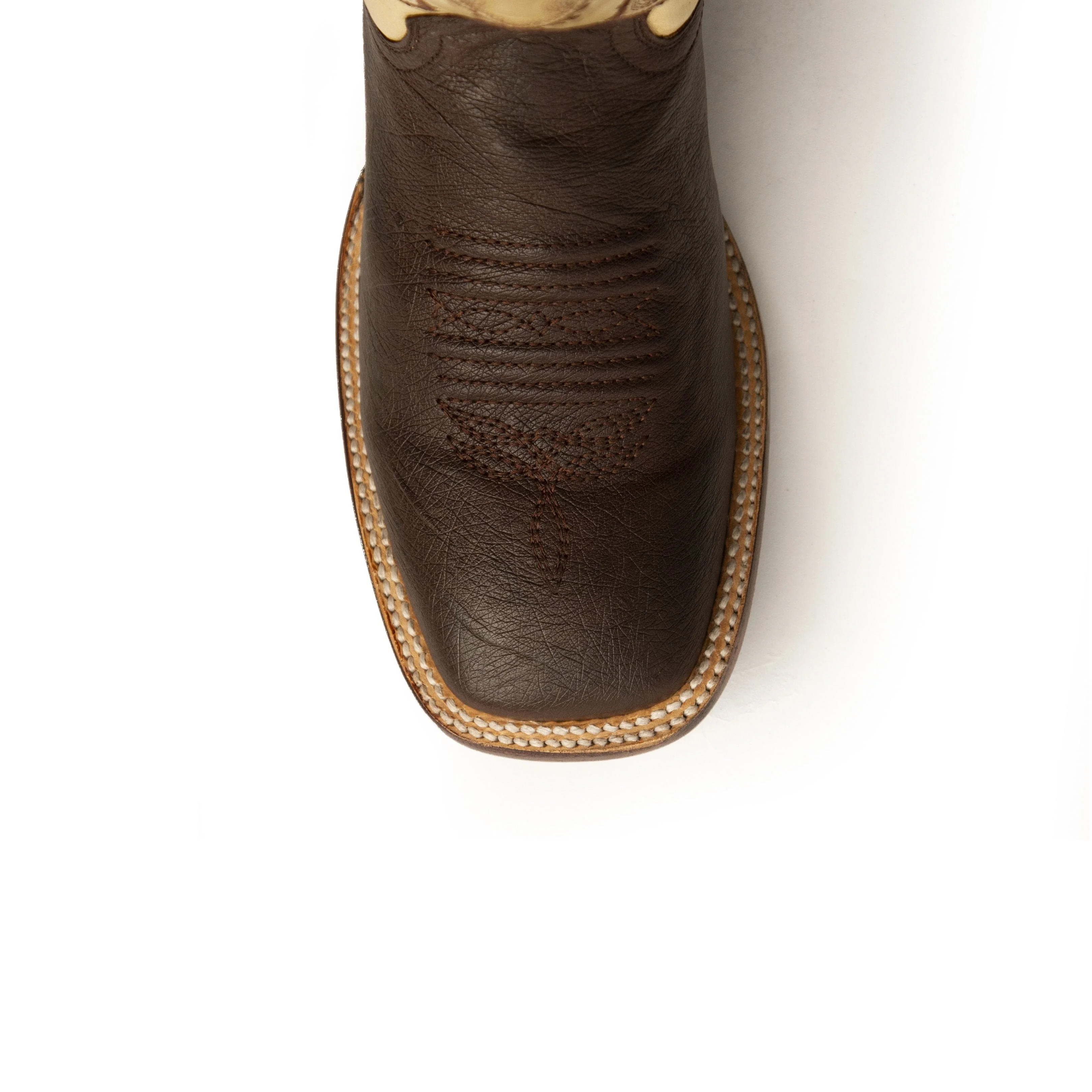 Mens Ferrini Square Toe Smooth Ostrich Cowboy Boot in Brown - Image 2