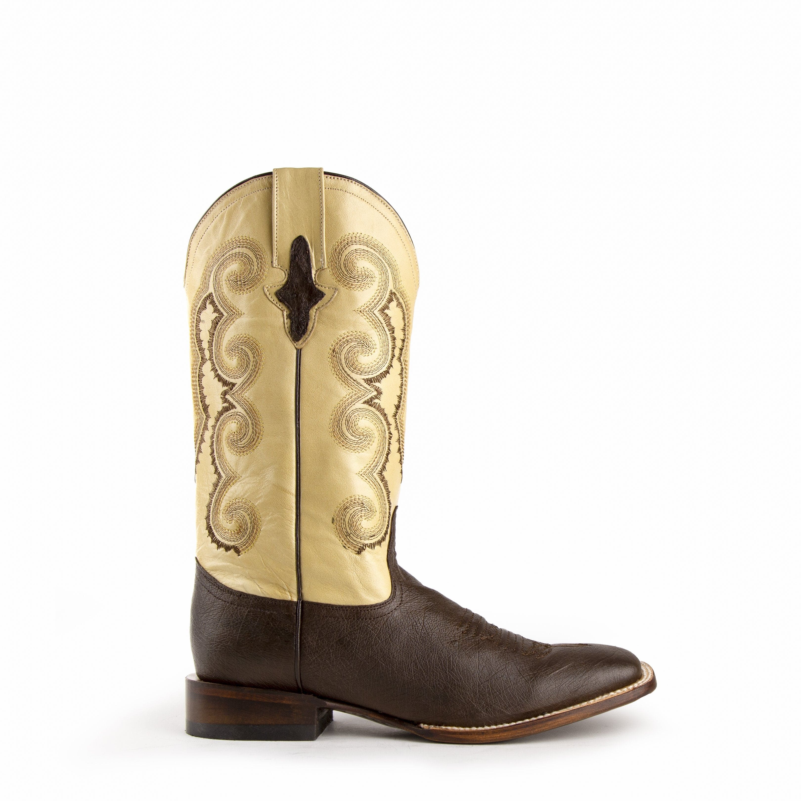 Mens Ferrini Square Toe Smooth Ostrich Cowboy Boot in Brown - Image 3