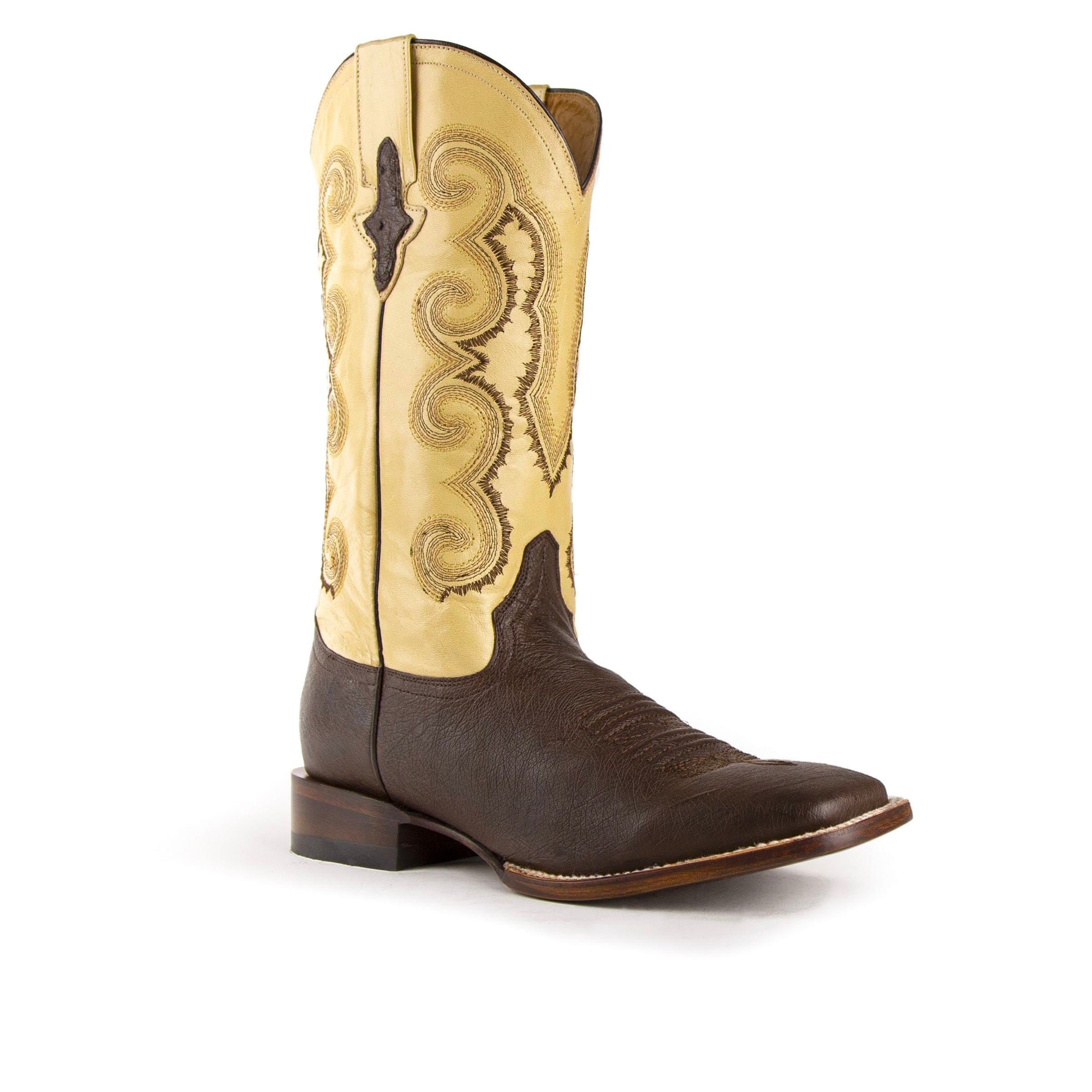 Mens Ferrini Square Toe Smooth Ostrich Cowboy Boot in Kango Tabac & Pearl - Image 9
