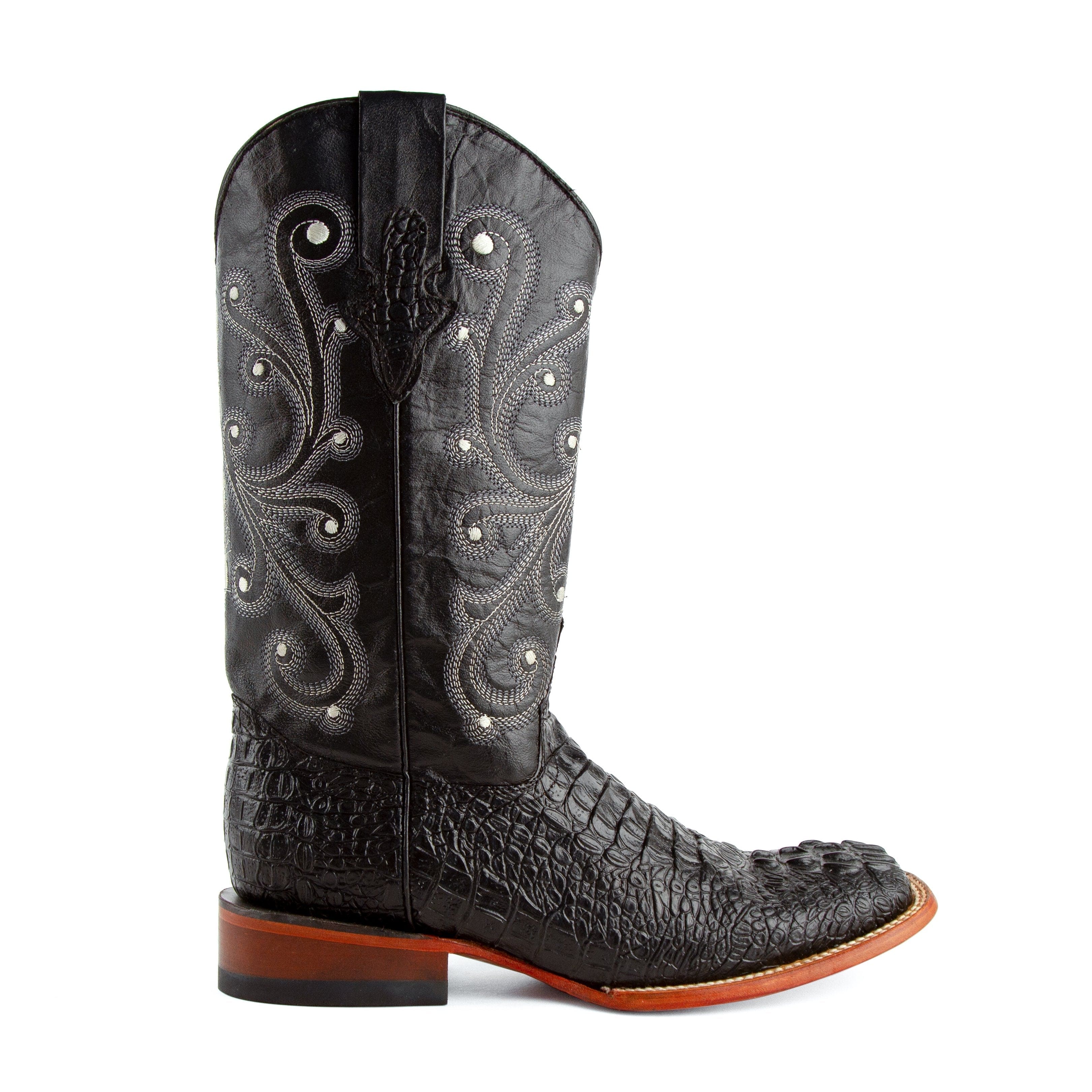 Mens Ferrini Stampede Crocodile Print Cowboy Boot in Black - Image 3