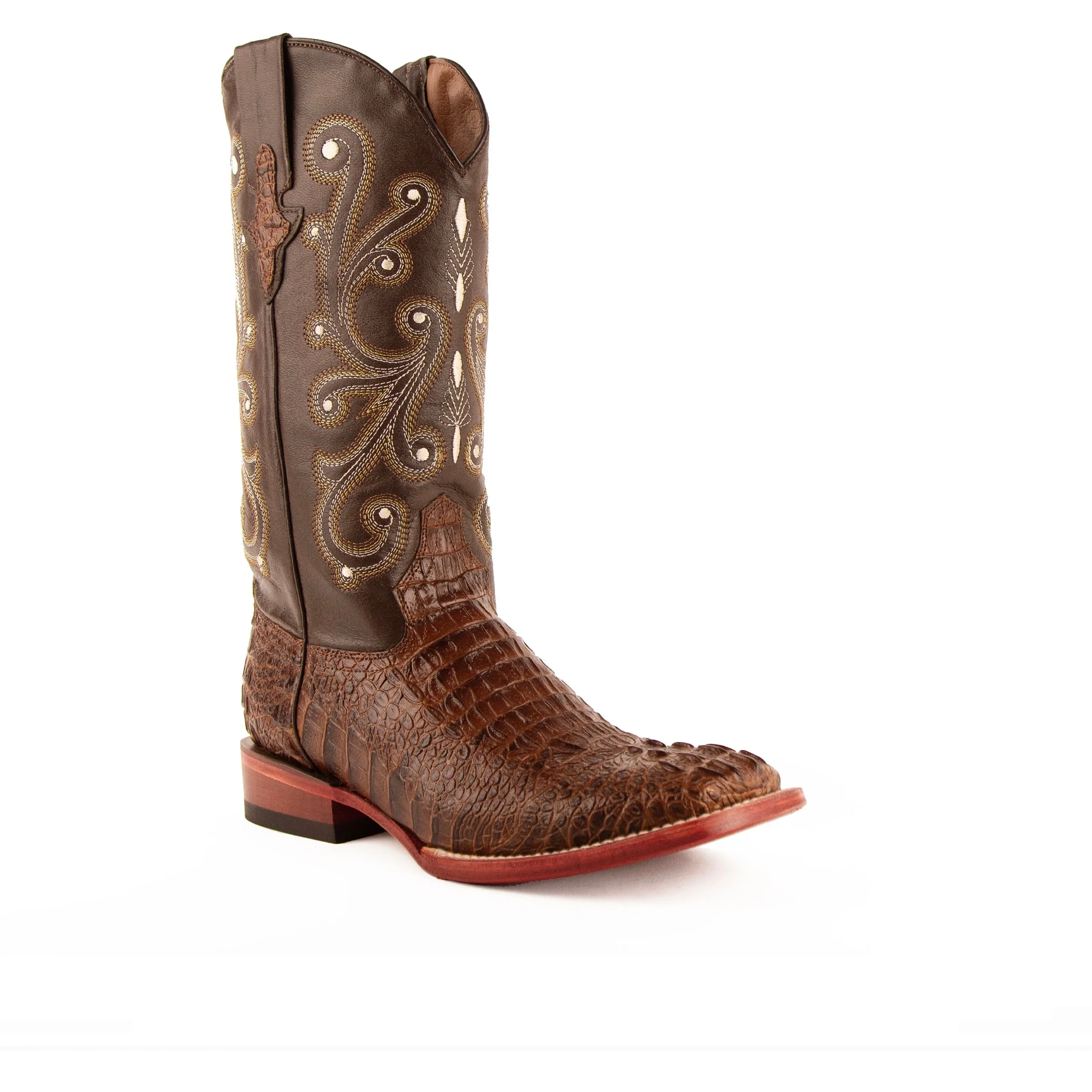 Mens Ferrini Stampede Crocodile Print Cowboy Boot in Black - Image 7