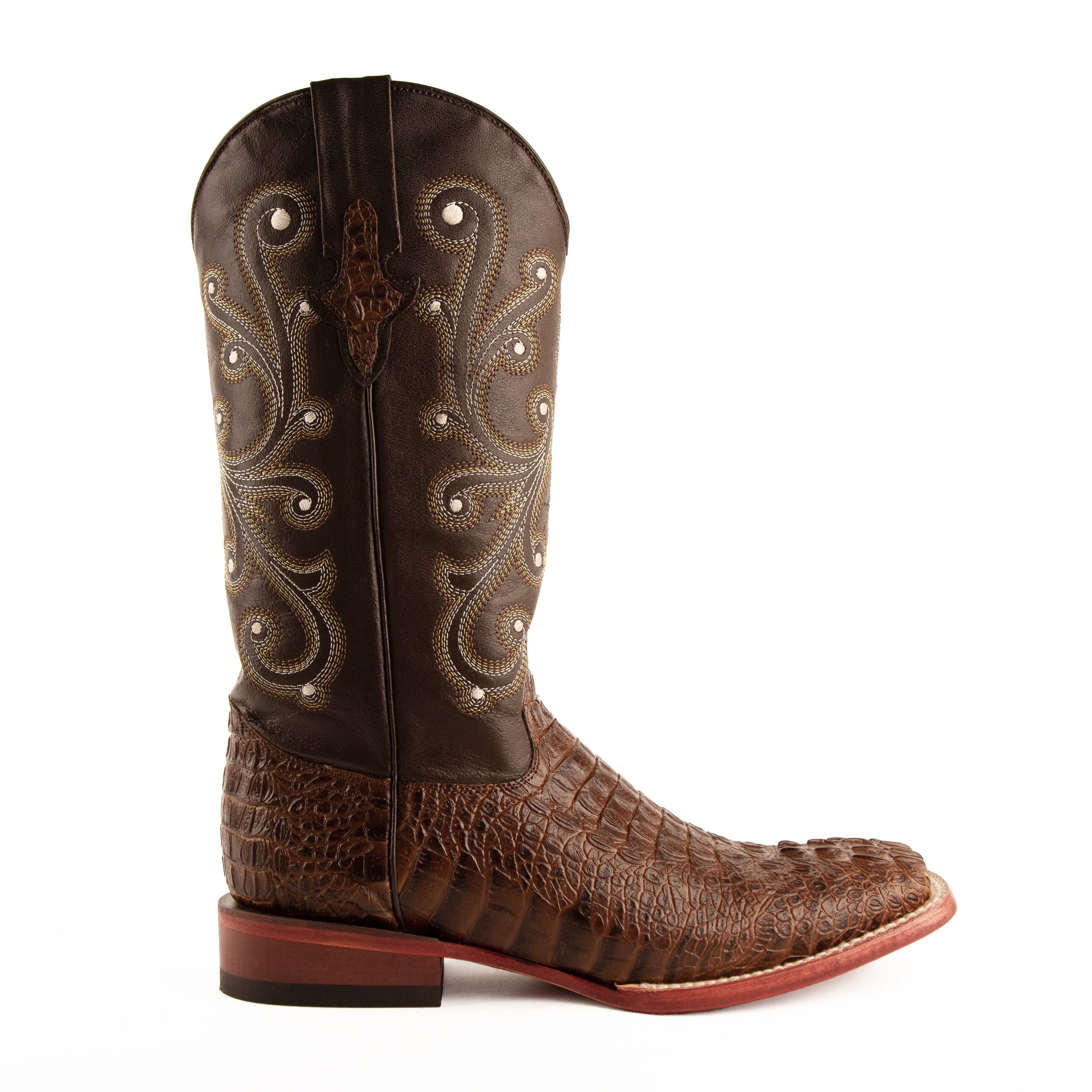 Mens Ferrini Stampede Crocodile Print Cowboy Boot in Brown - Image 3