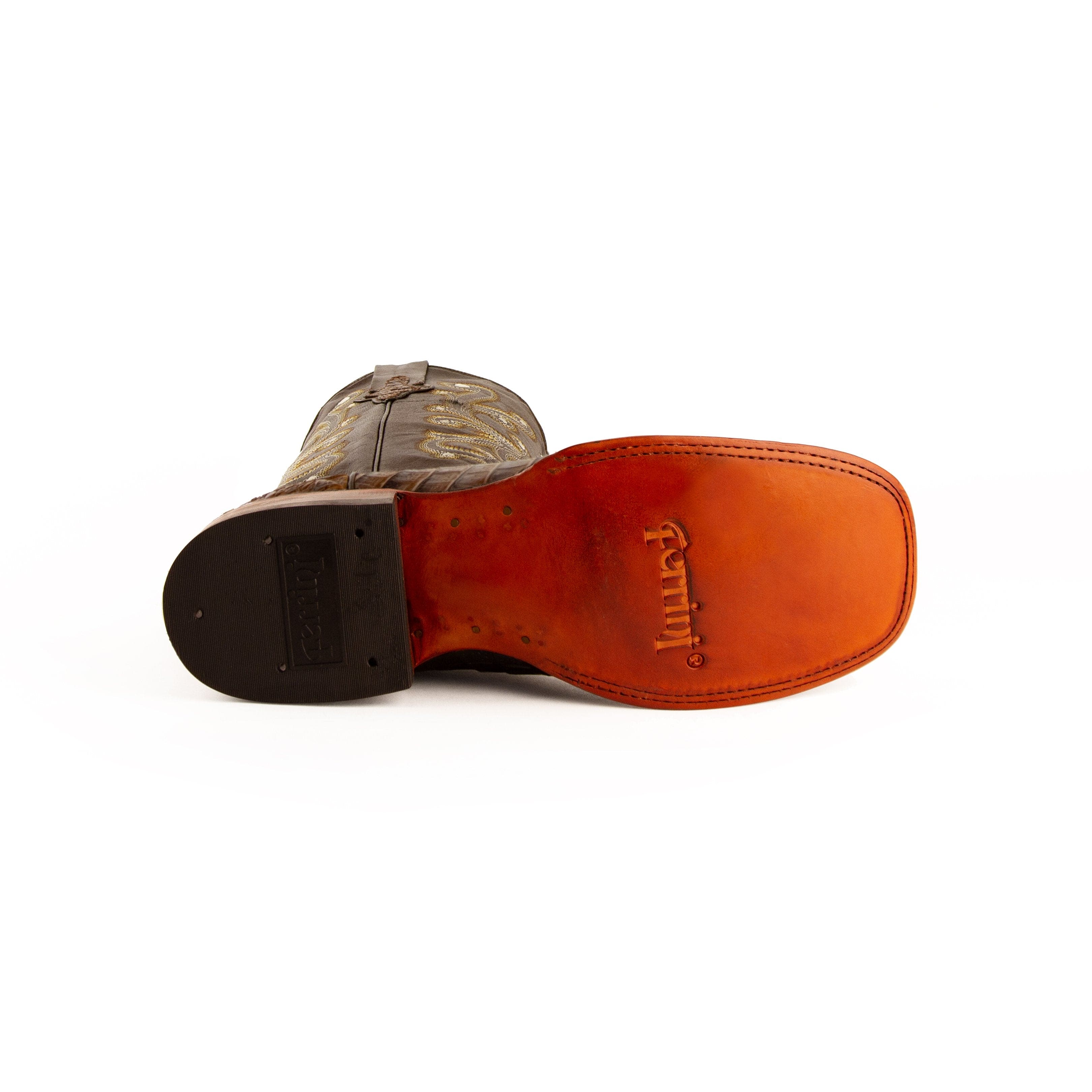 Mens Ferrini Stampede Crocodile Print Cowboy Boot in Brown - Image 6