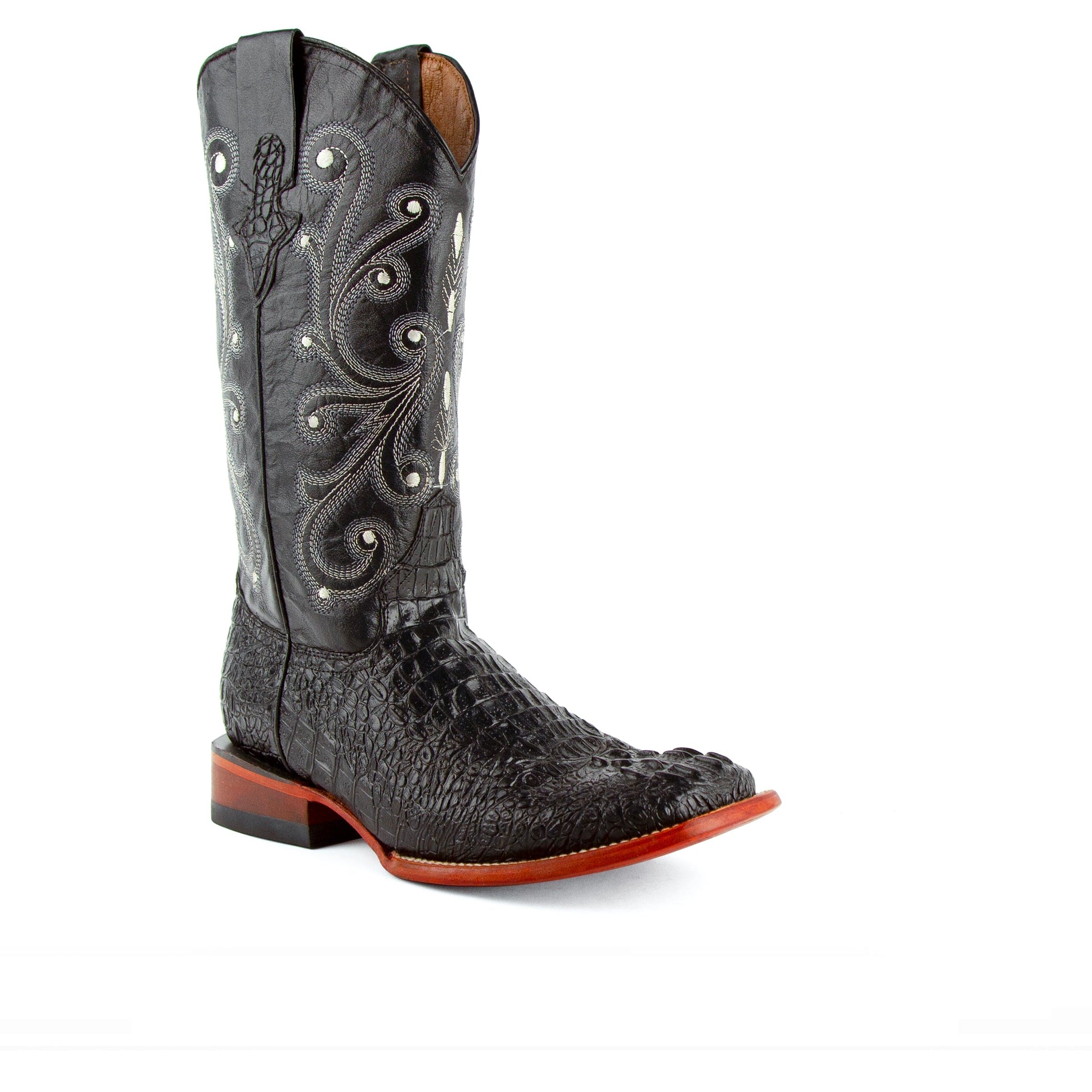Mens Ferrini Stampede Crocodile Print Cowboy Boot in Brown - Image 7