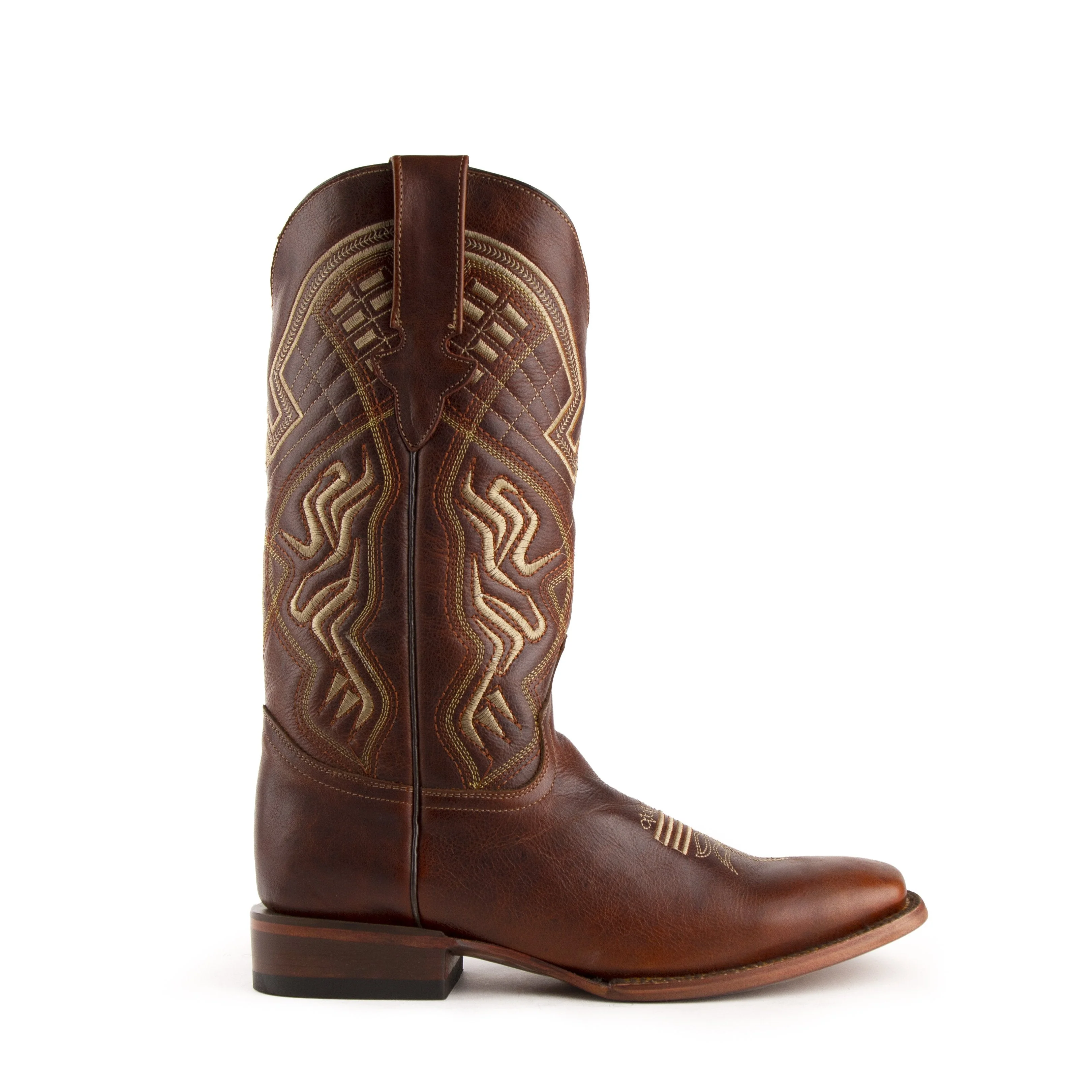 Mens Ferrini Roan Square Toe Leather Cowboy Boot in Cognac - Image 3