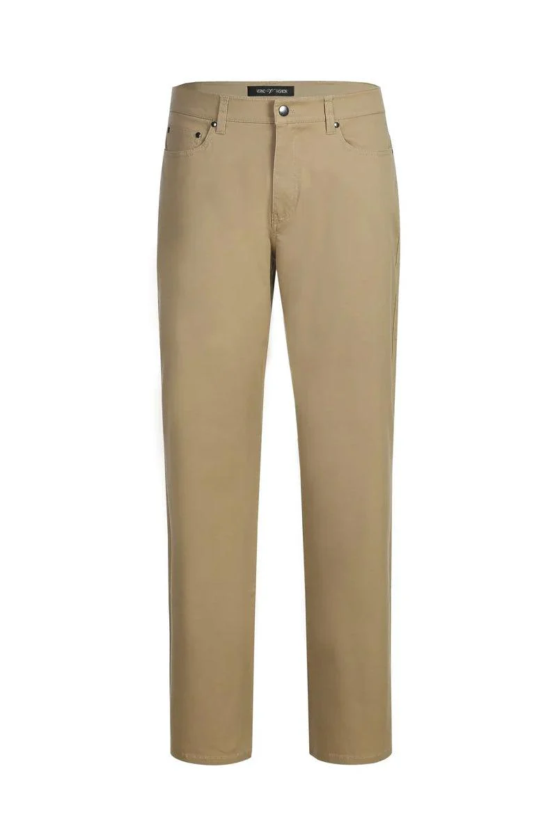 Pelago Khaki Stretch Chino Dress Pants | Mens 5-Pocket Cotton