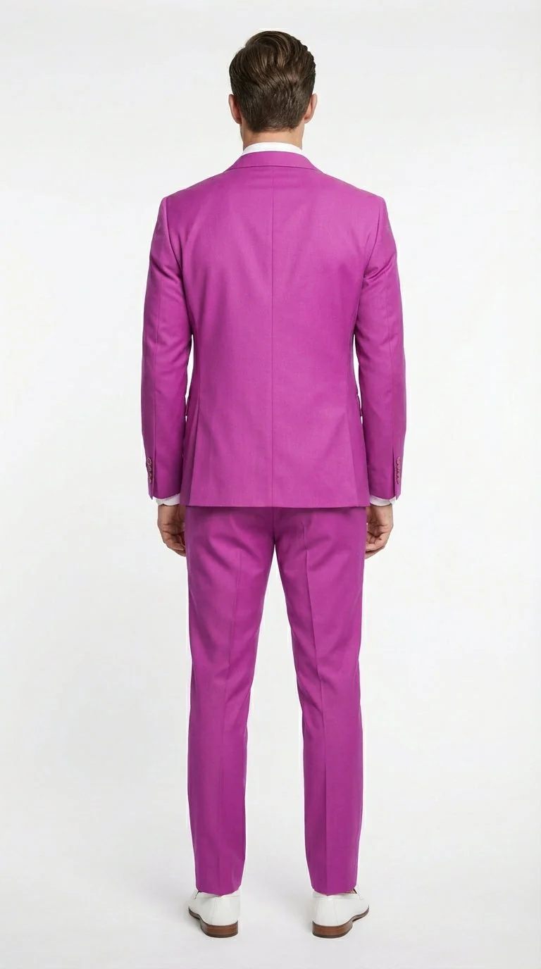 Mens Fuchsia 2 Piece Suit – Bright Pink Formal Suit for Men Stylish Wedding Party Prom Suit Magento Color - Image 2