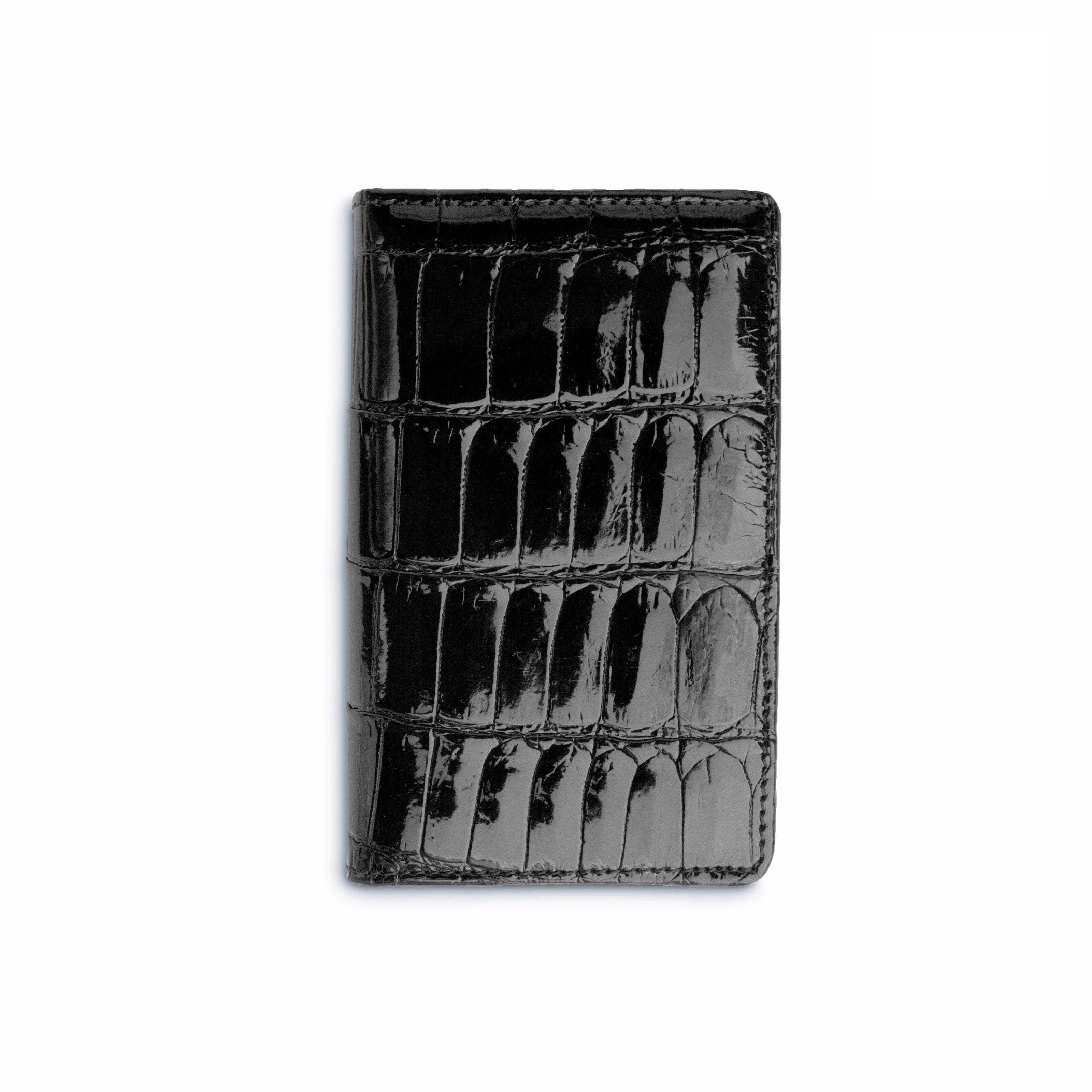 Mens Alligator Card Holder Wallet in Black - Image 3