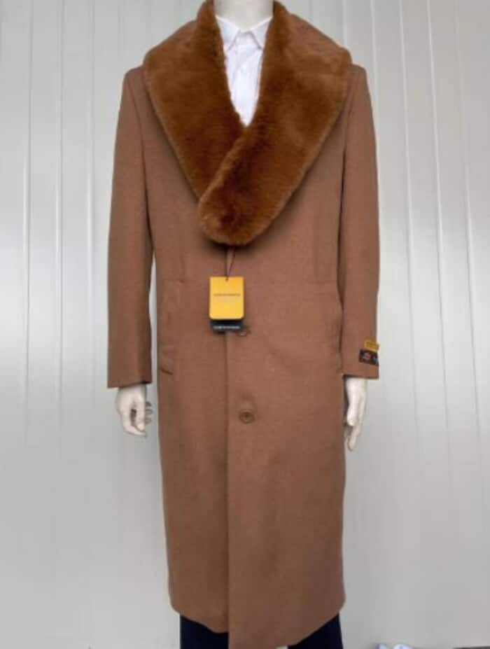 Mens Full Length And Cashmere Overcoat - Winter Topcoats - Light Brown Coat - Dark Camel - Vecuna Color - Image 10