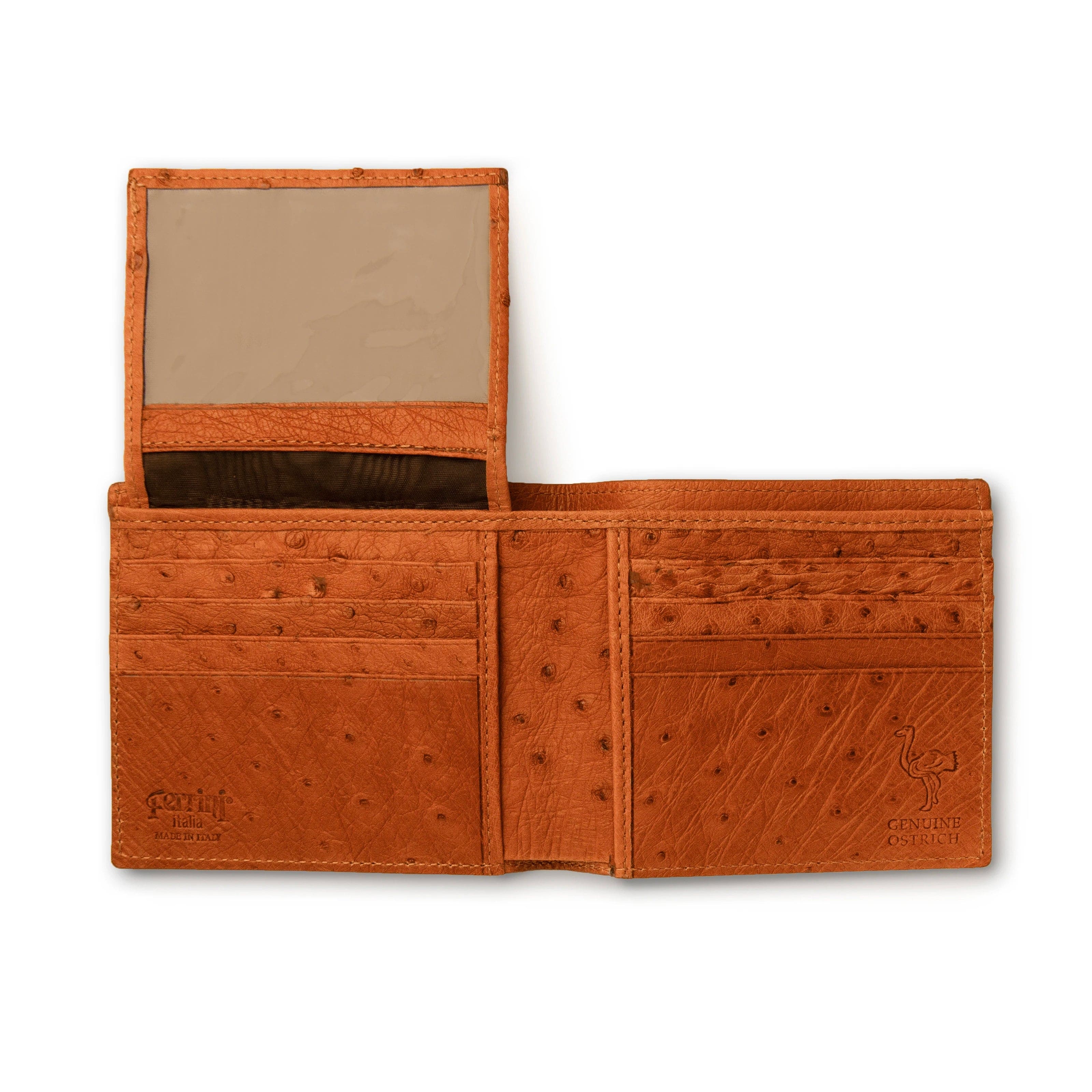 Mens Full Ostrich Quill Billfold Wallet in Cognac - Image 3