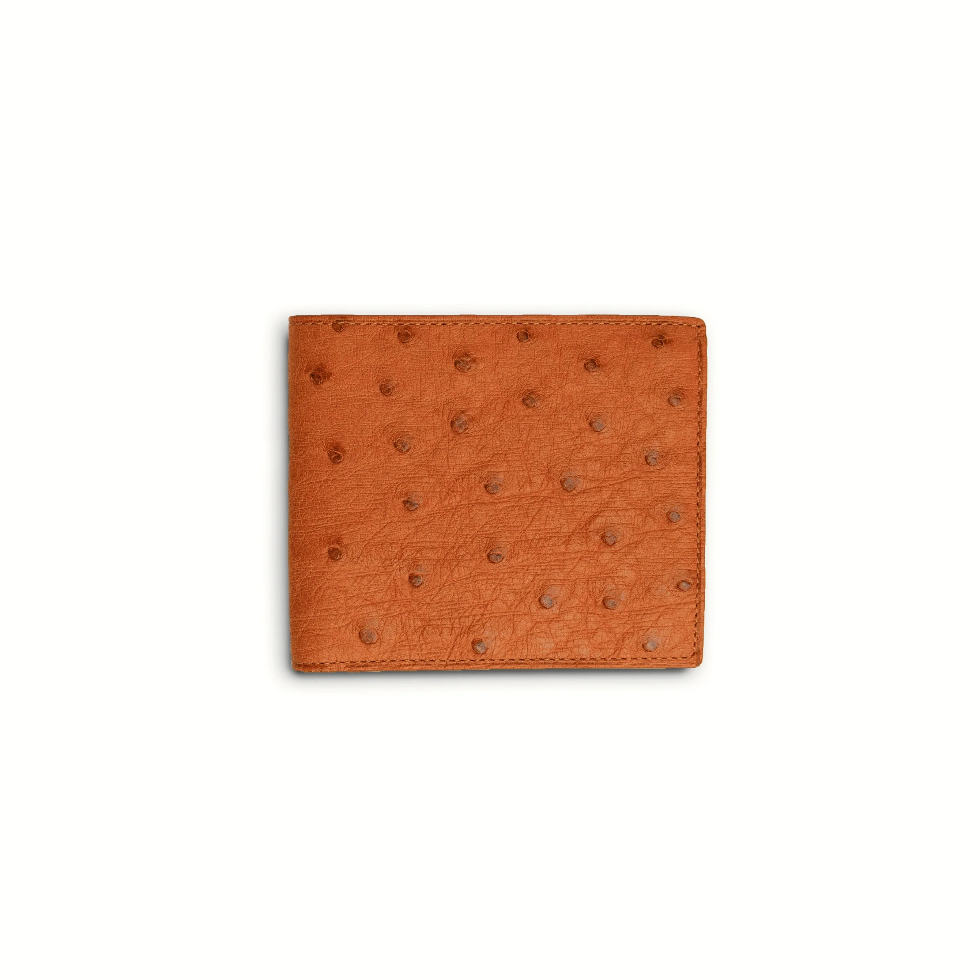 Mens Full Ostrich Quill Billfold Wallet in Cognac - Image 4