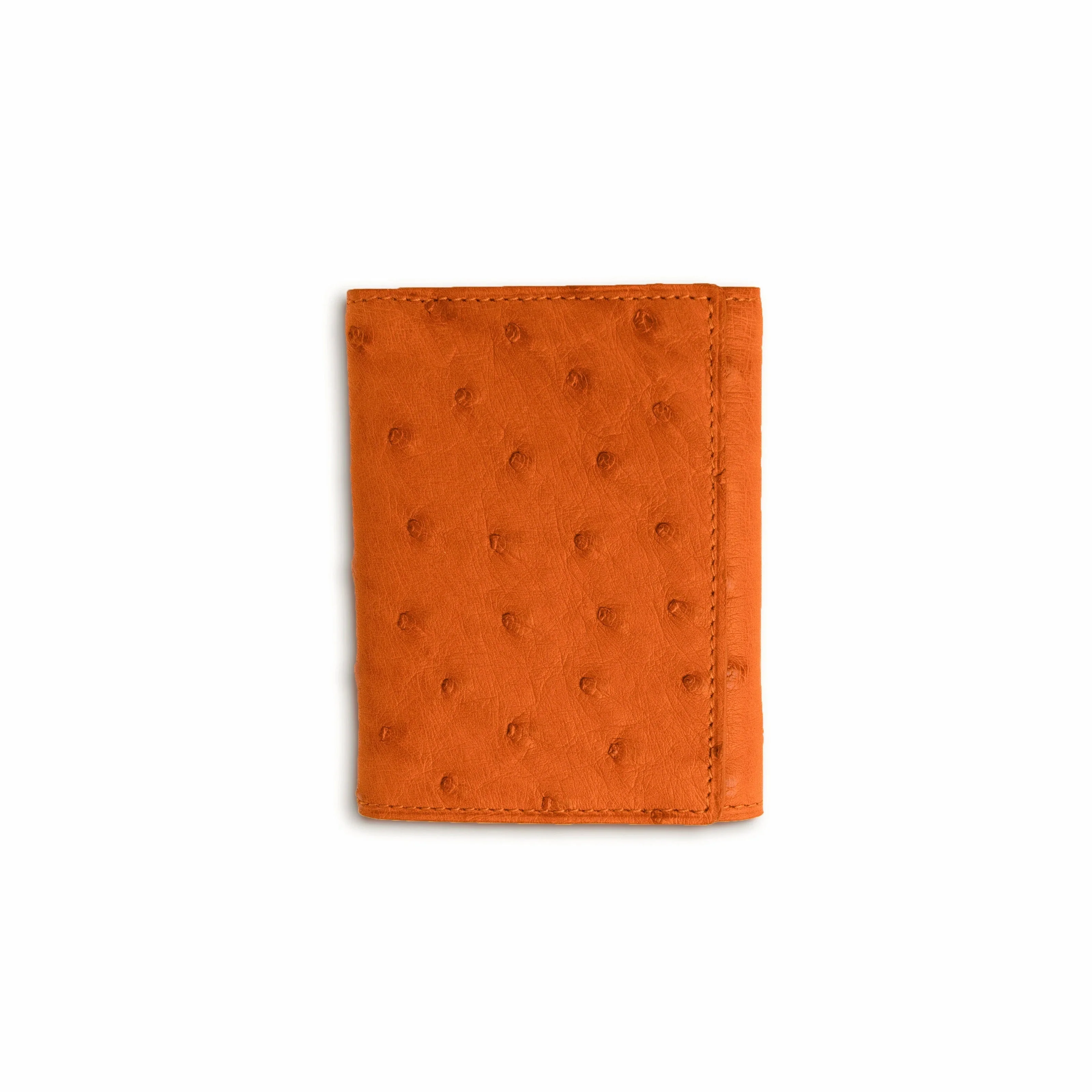 Mens Full Ostrich Quill Trifold Wallet in Cognac - Image 3