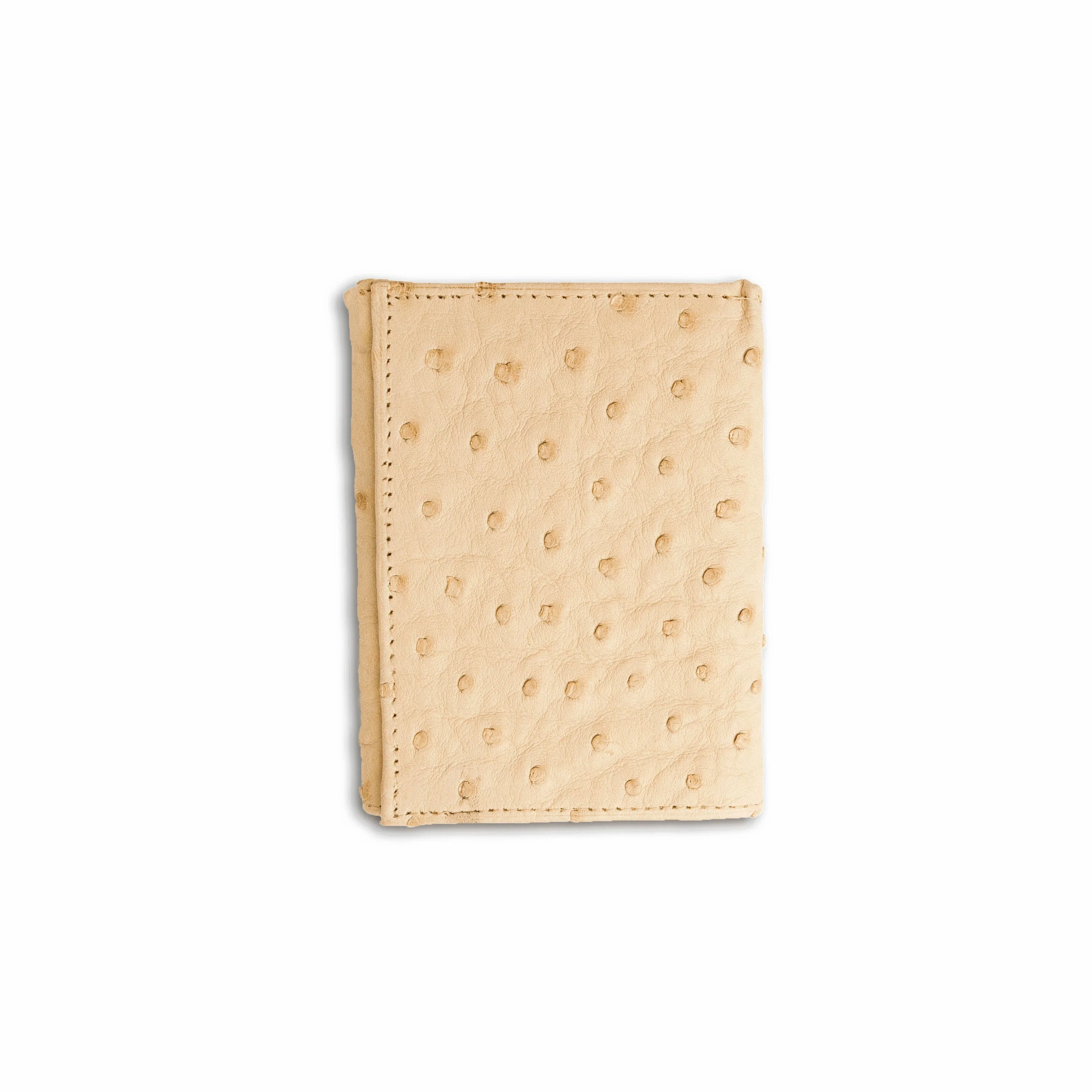 Mens Full Ostrich Quill Trifold Wallet in White - Image 3