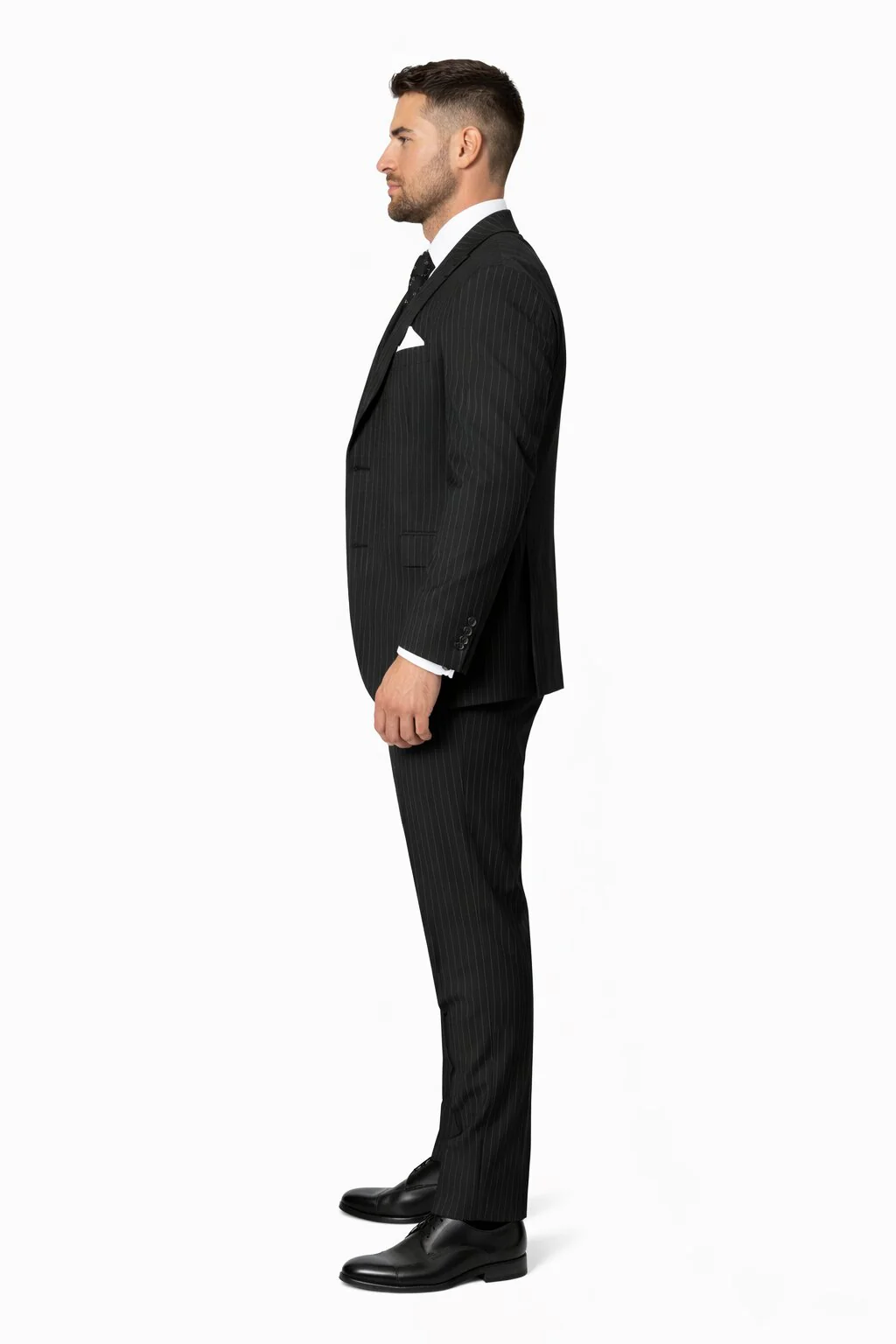 Mens Gangster Pinstripe 2 Button Double Breasted Vest Grey Suit - Image 11