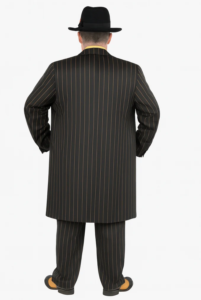 Mens Gangster Zoot Suit in 3 Colors  Chalk Stripe - Black and Red - Black and Gold - Black and White - Image 10