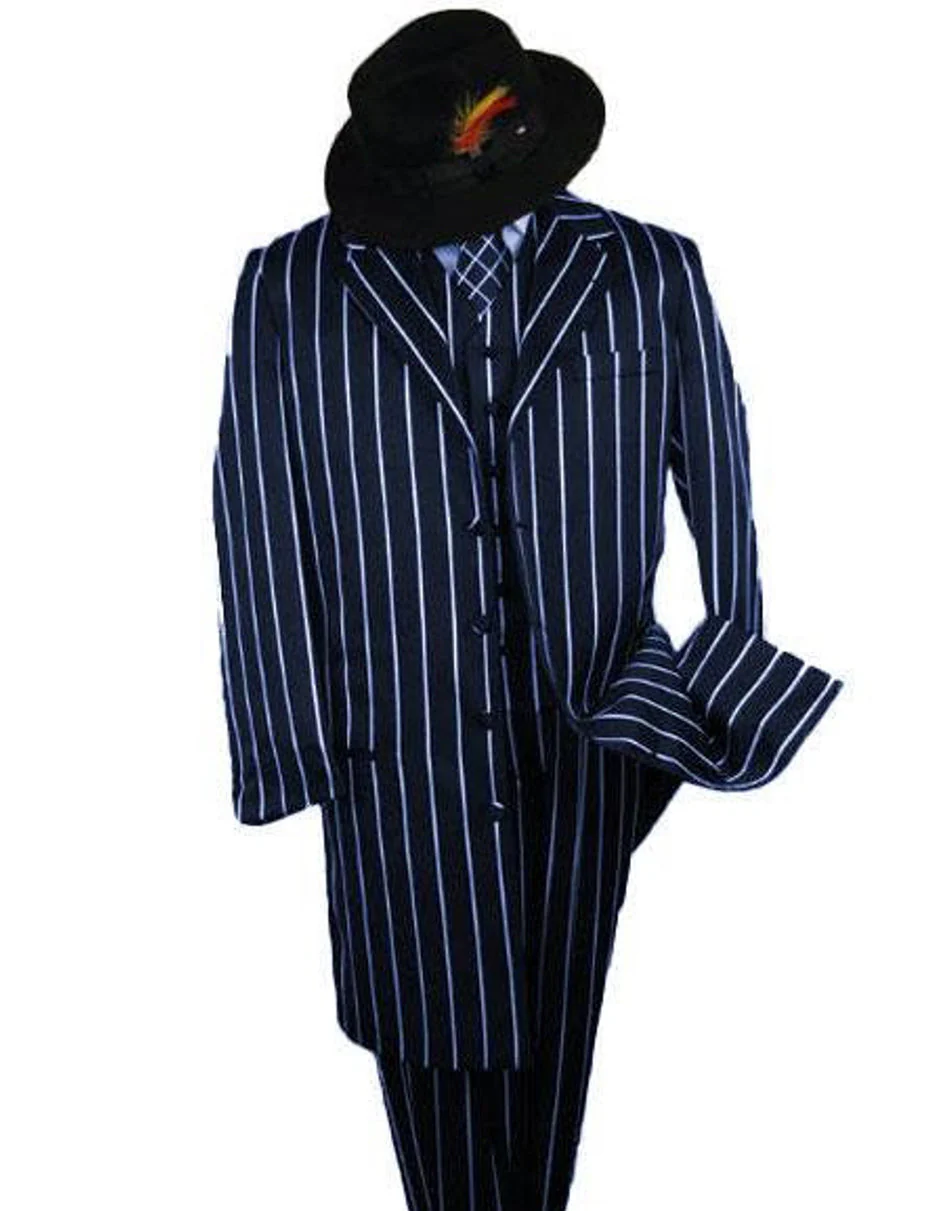 Mens Gangster Zoot Suit in 3 Colors  Chalk Stripe - Black and Red - Black and Gold - Black and White - Image 12