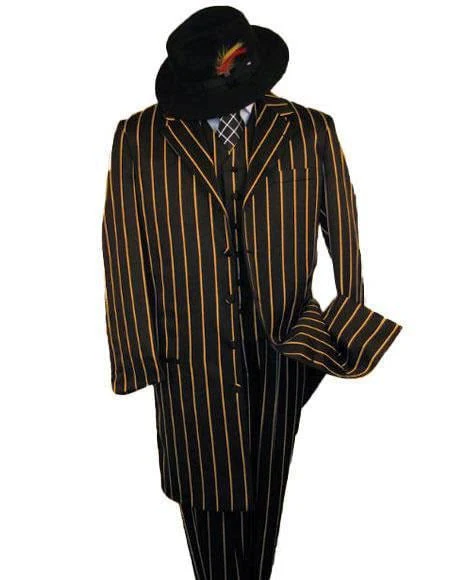 Mens Gangster Zoot Suit in 3 Colors  Chalk Stripe - Black and Red - Black and Gold - Black and White - Image 15