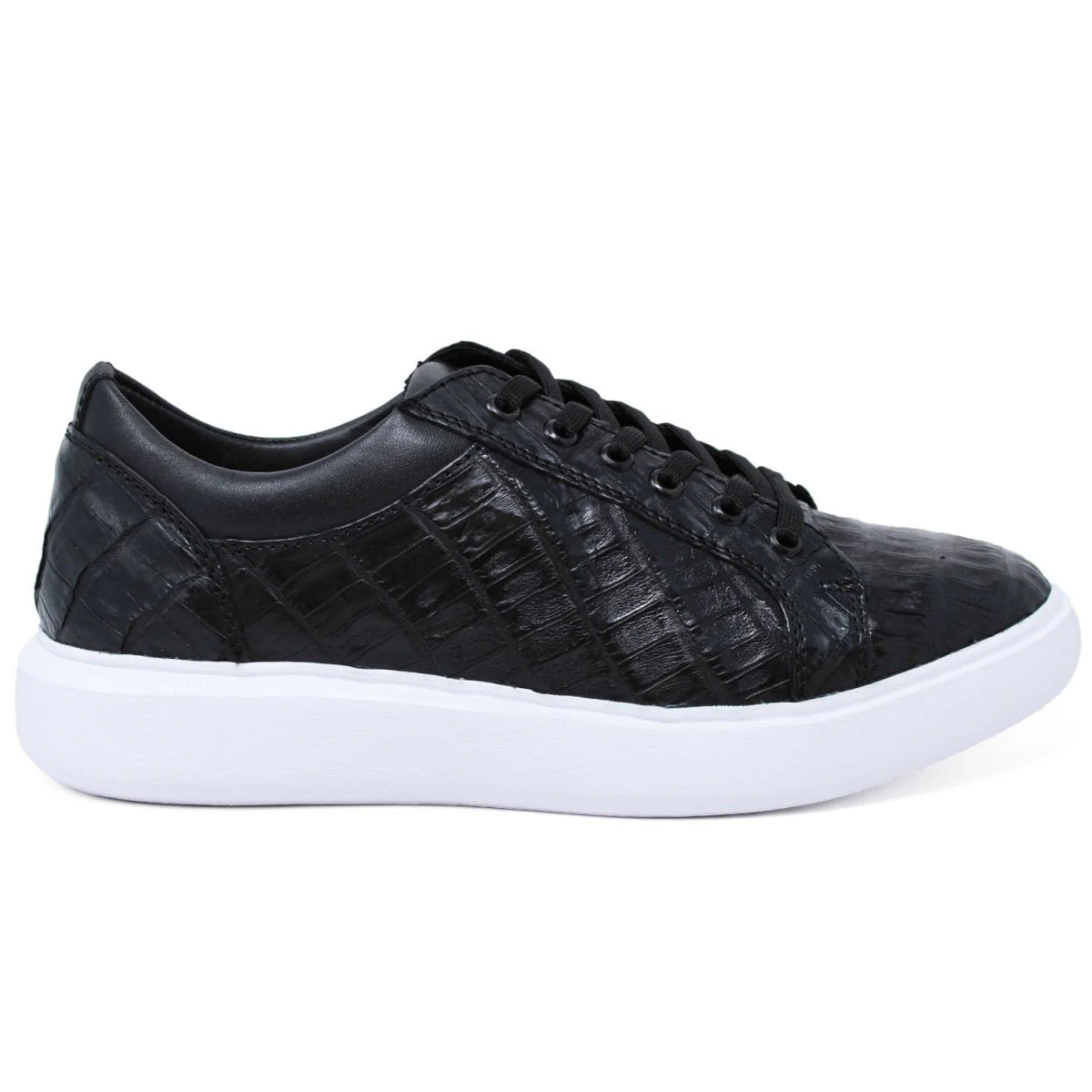 Men's Genuine Full Caiman Belly Skin Sneakers - Black - Image 2