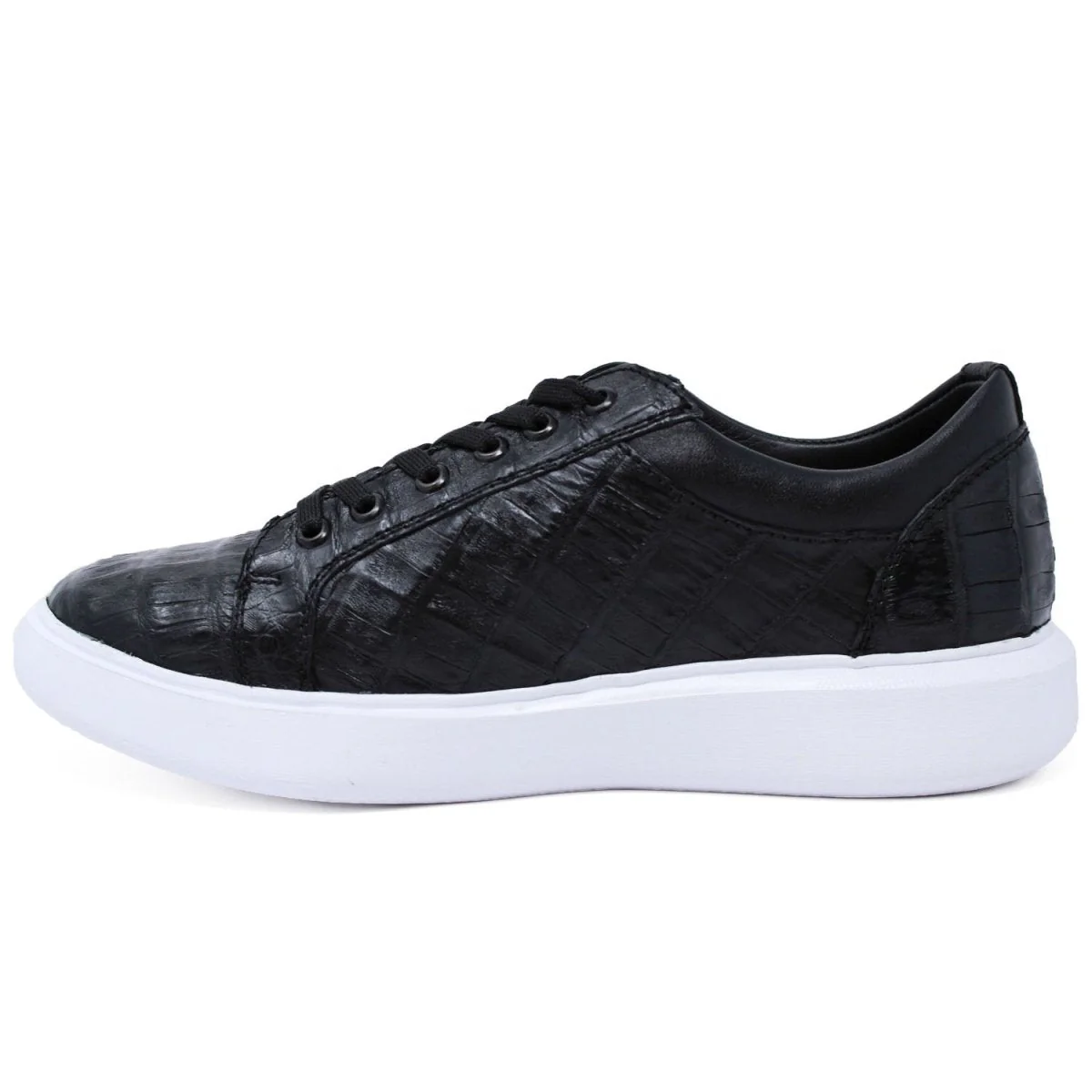 Men's Genuine Full Caiman Belly Skin Sneakers - Black - Image 3