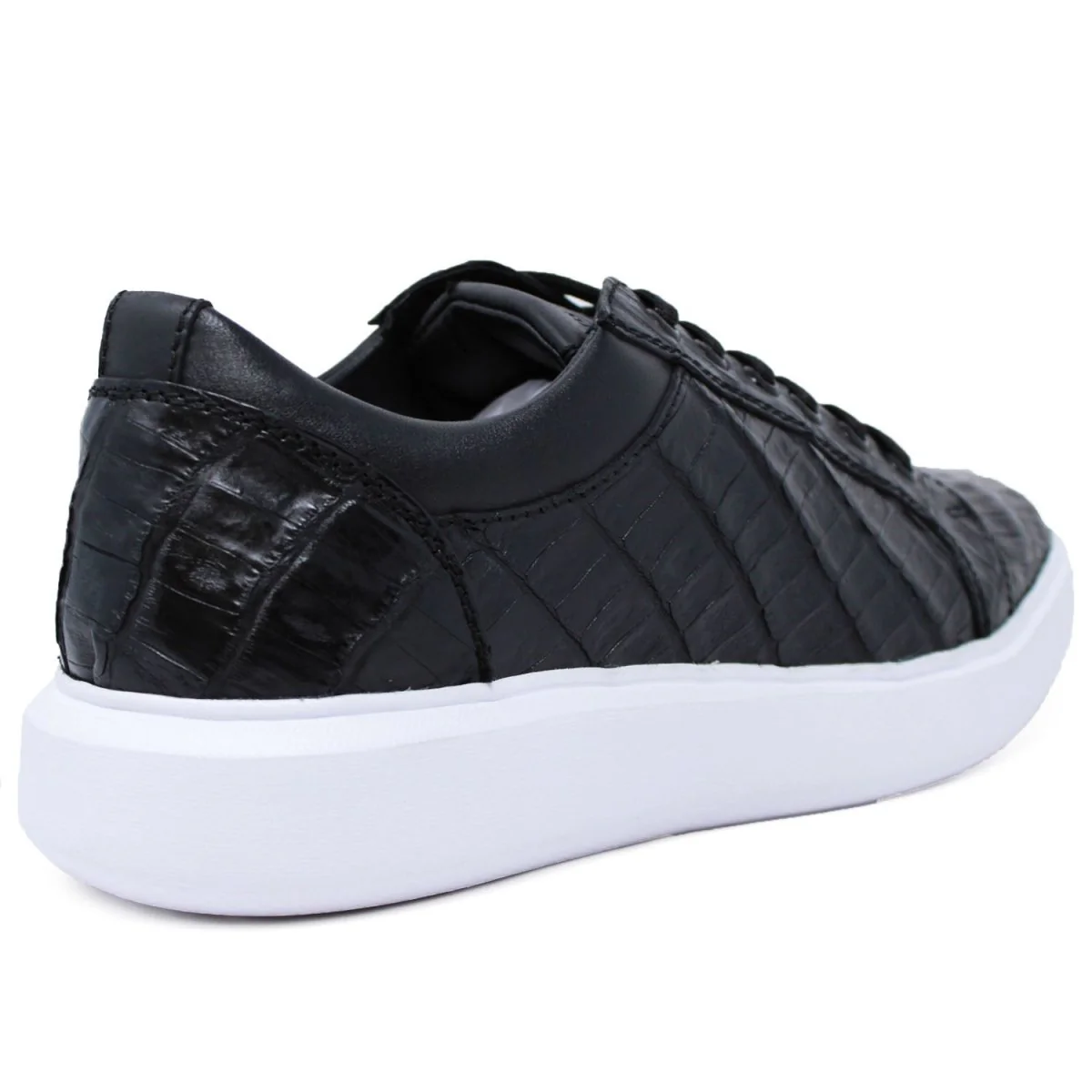 Men's Genuine Full Caiman Belly Skin Sneakers - Black - Image 4