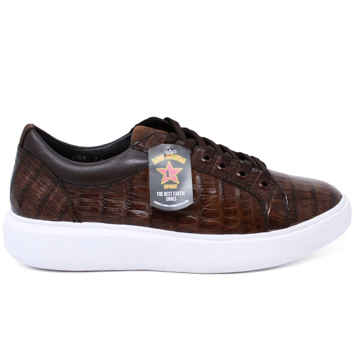 Men's Genuine Full Caiman Belly Skin Sneakers - Brown - Image 2