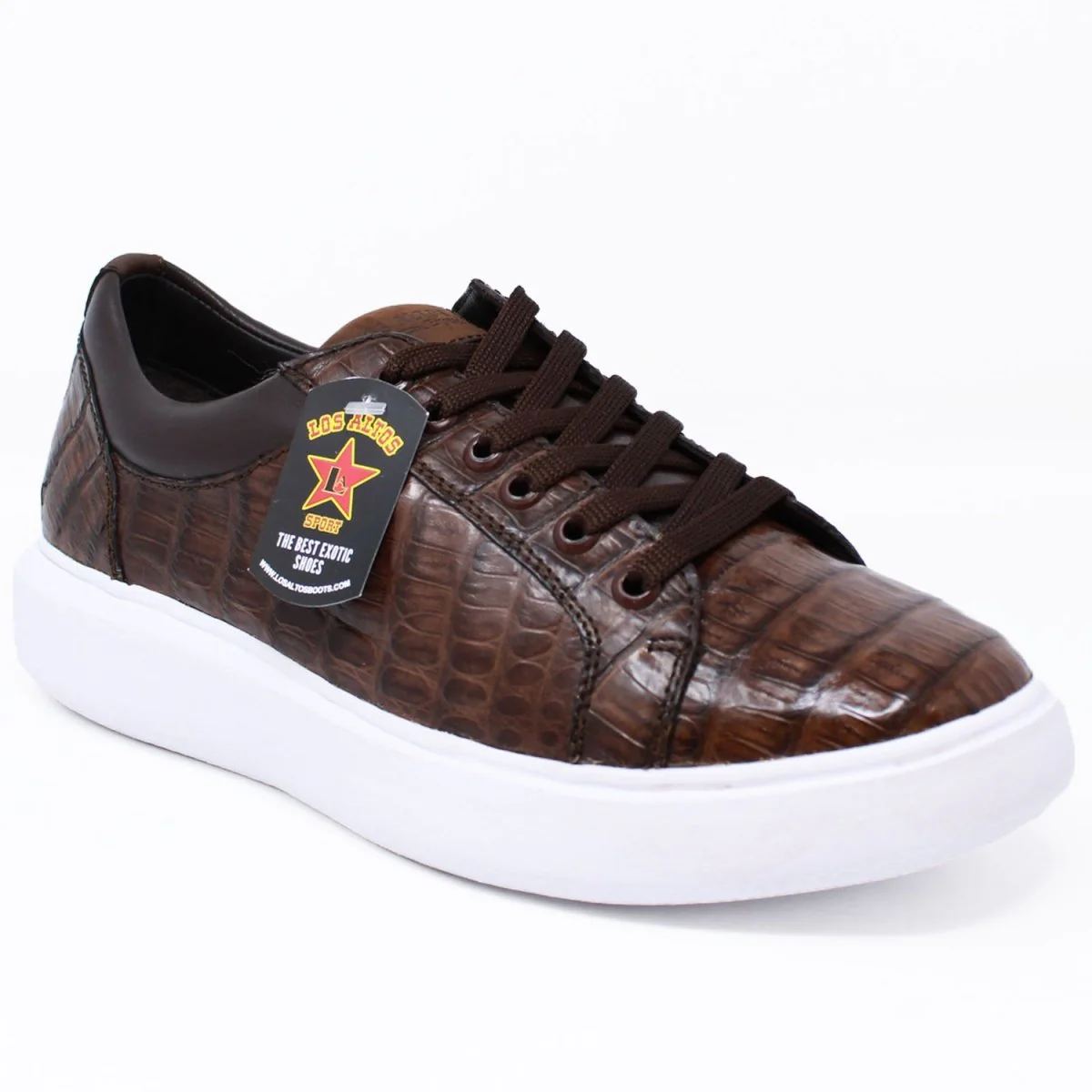 Men's Genuine Full Caiman Belly Skin Sneakers - Brown - Image 3