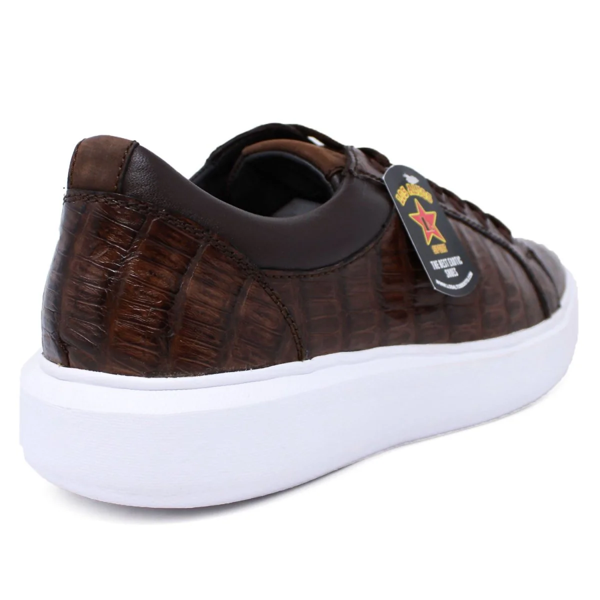 Men's Genuine Full Caiman Belly Skin Sneakers - Brown - Image 5
