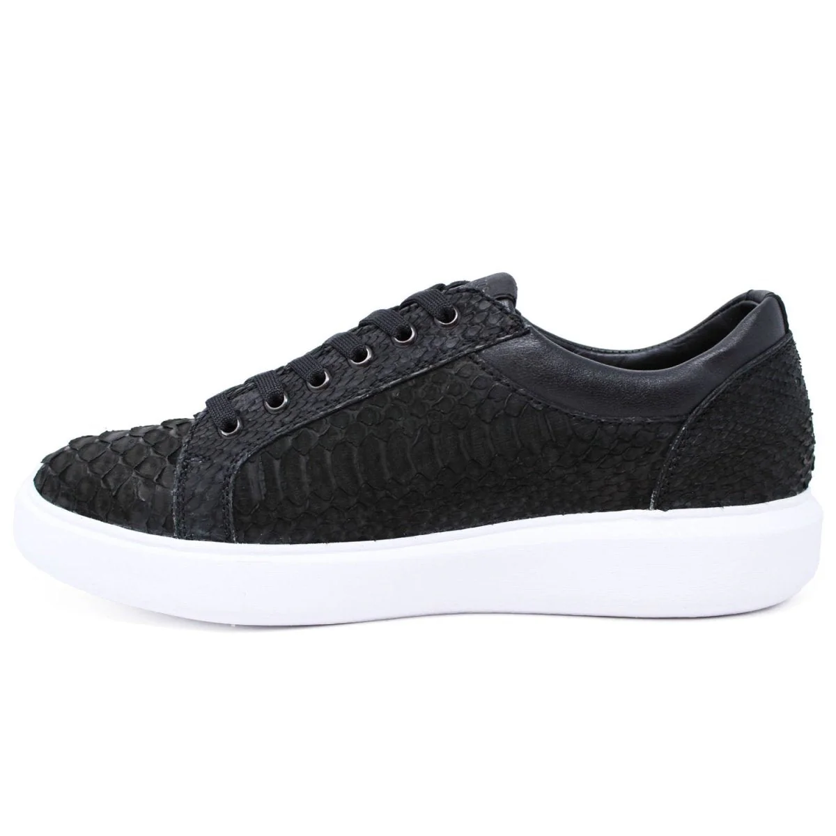 Men's Genuine Full Python Skin Sneakers - Black - Image 2