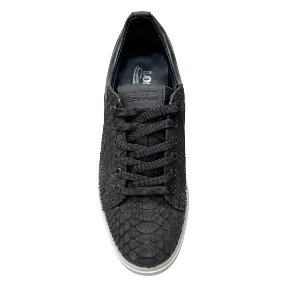 Men's Genuine Full Python Skin Sneakers - Black - Image 4