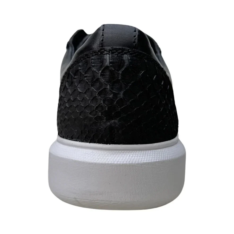 Men's Genuine Full Python Skin Sneakers - Black - Image 5