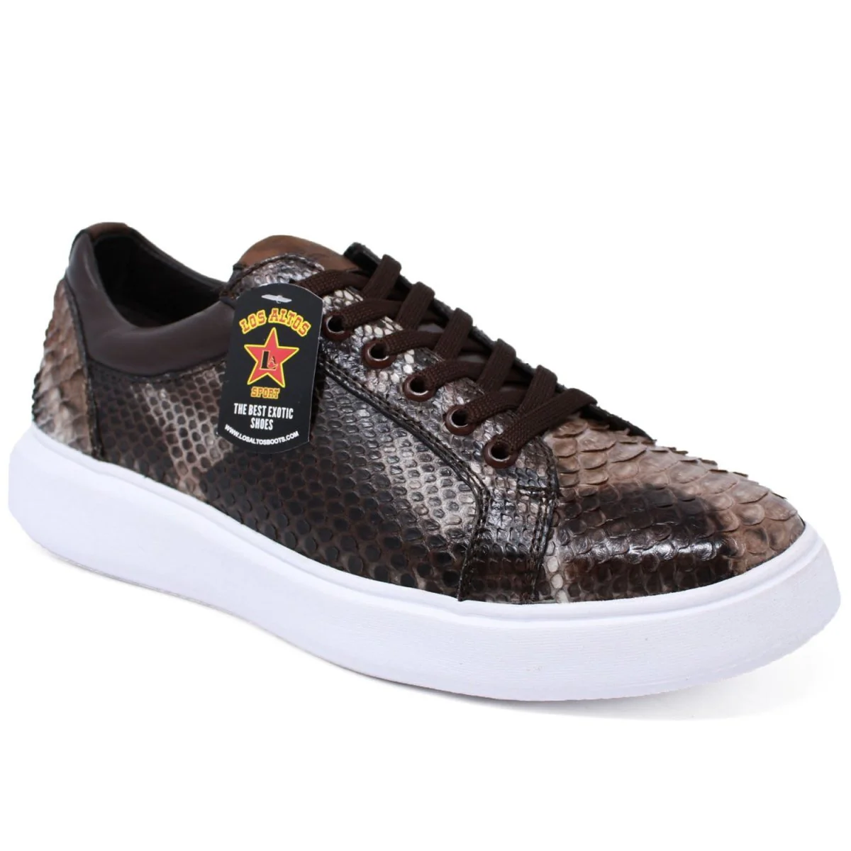 Men's Genuine Full Python Skin Sneakers - Rustic Brown - Image 2
